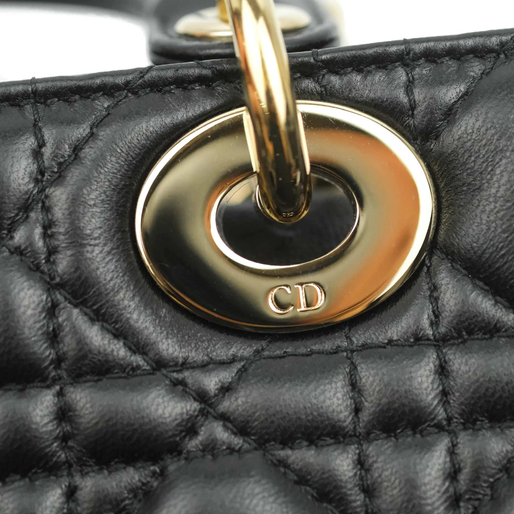 Christian Dior Lambskin My ABCDior Lady Dior Black Gold Hardware