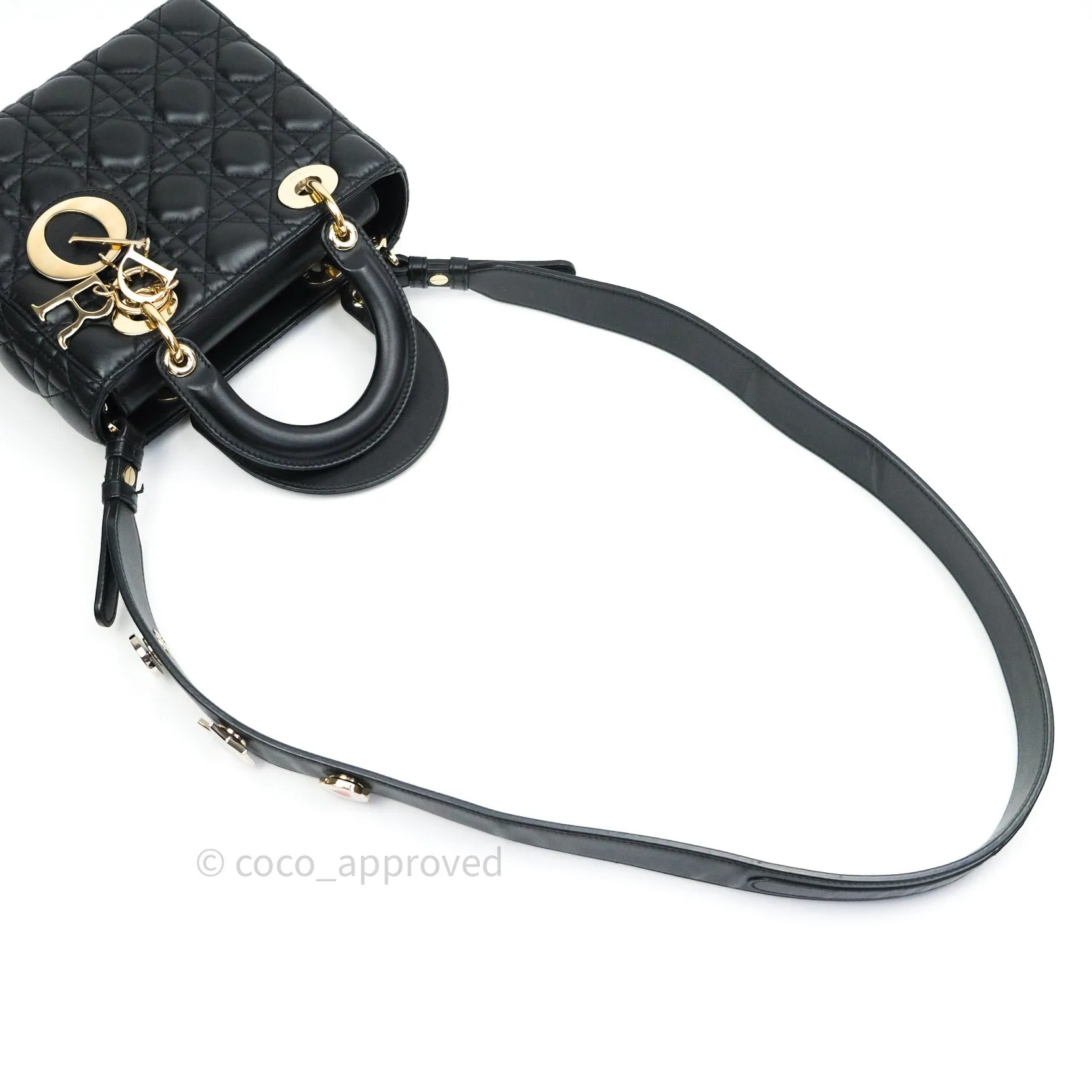 Christian Dior Lambskin My ABCDior Lady Dior Black Gold Hardware