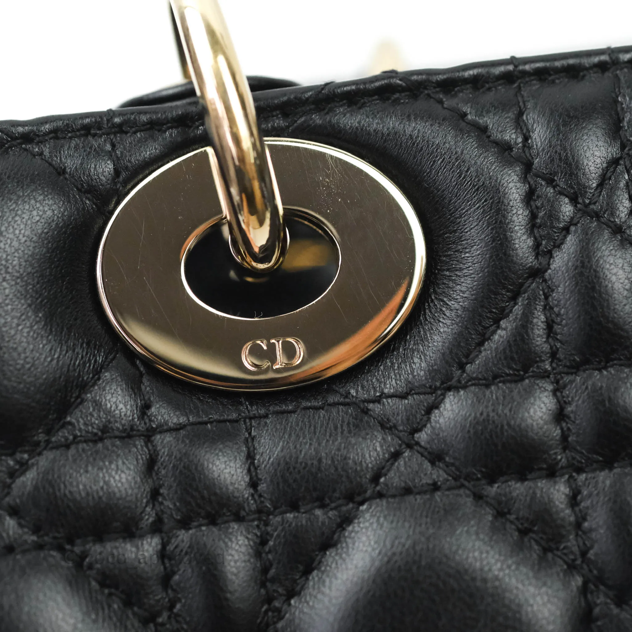 Christian Dior Lambskin My ABCDior Lady Dior Black Gold Hardware