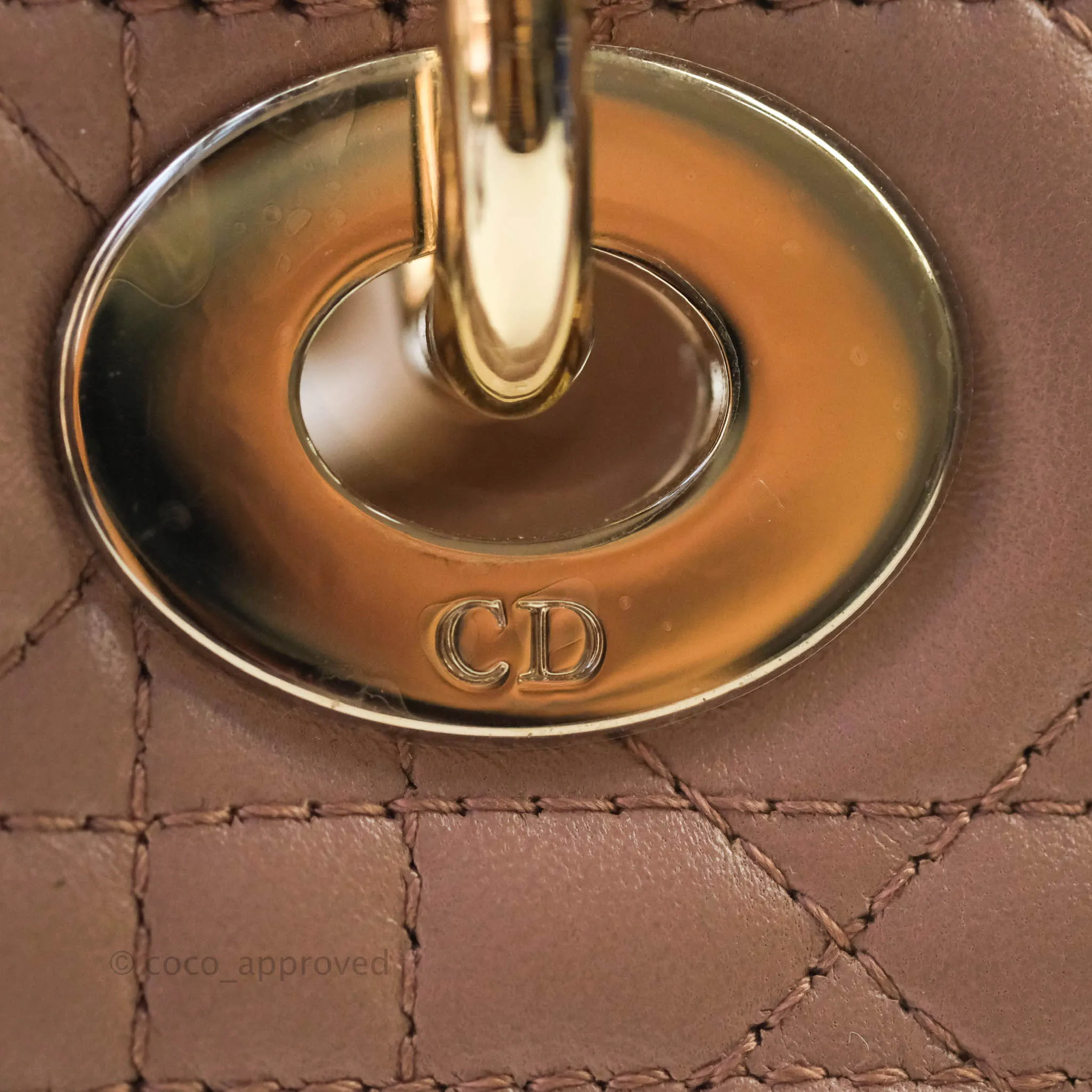 Christian Dior Lambskin My ABCDior Lady Dior Dark Beige Gold Hardware