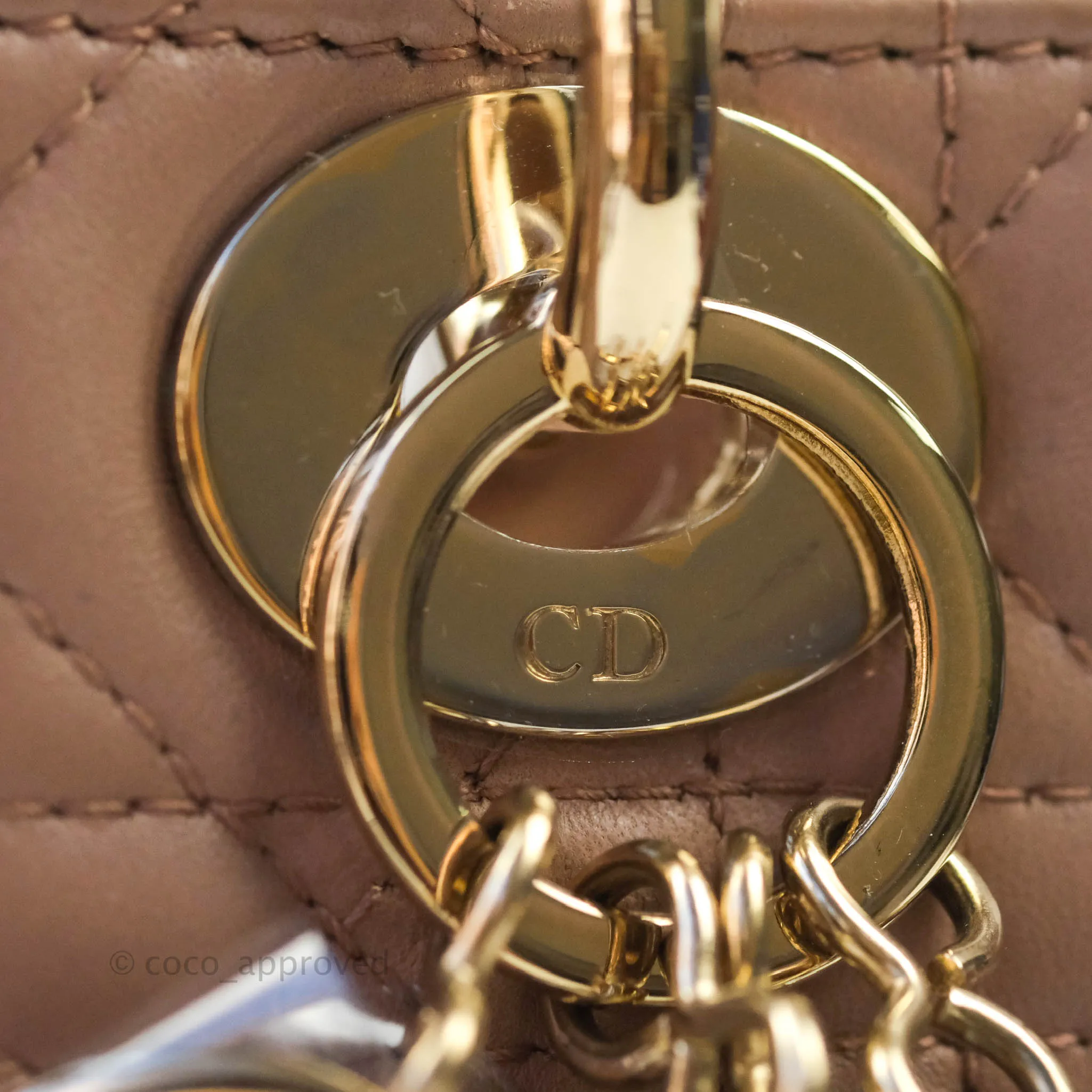 Christian Dior Lambskin My ABCDior Lady Dior Dark Beige Gold Hardware