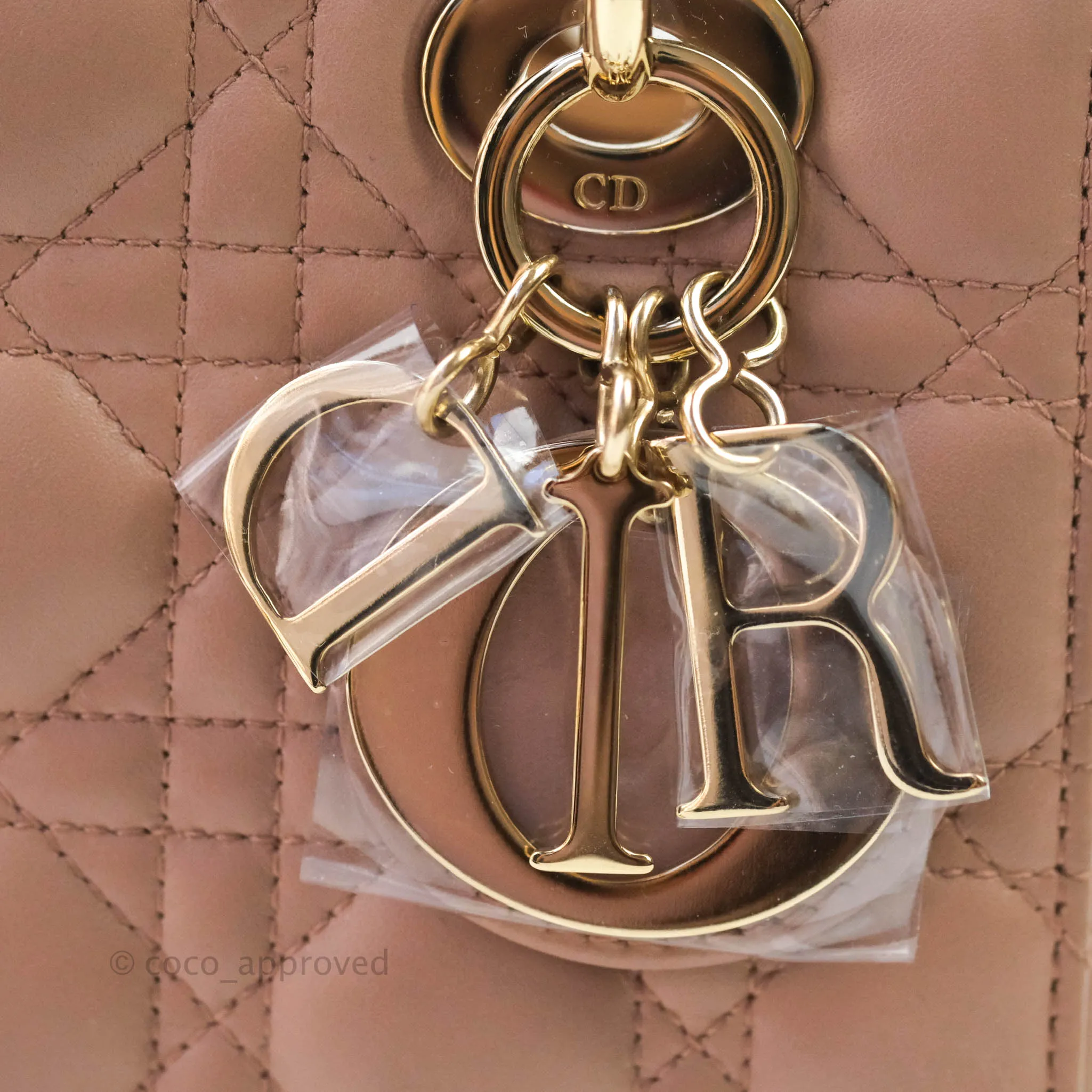 Christian Dior Lambskin My ABCDior Lady Dior Dark Beige Gold Hardware