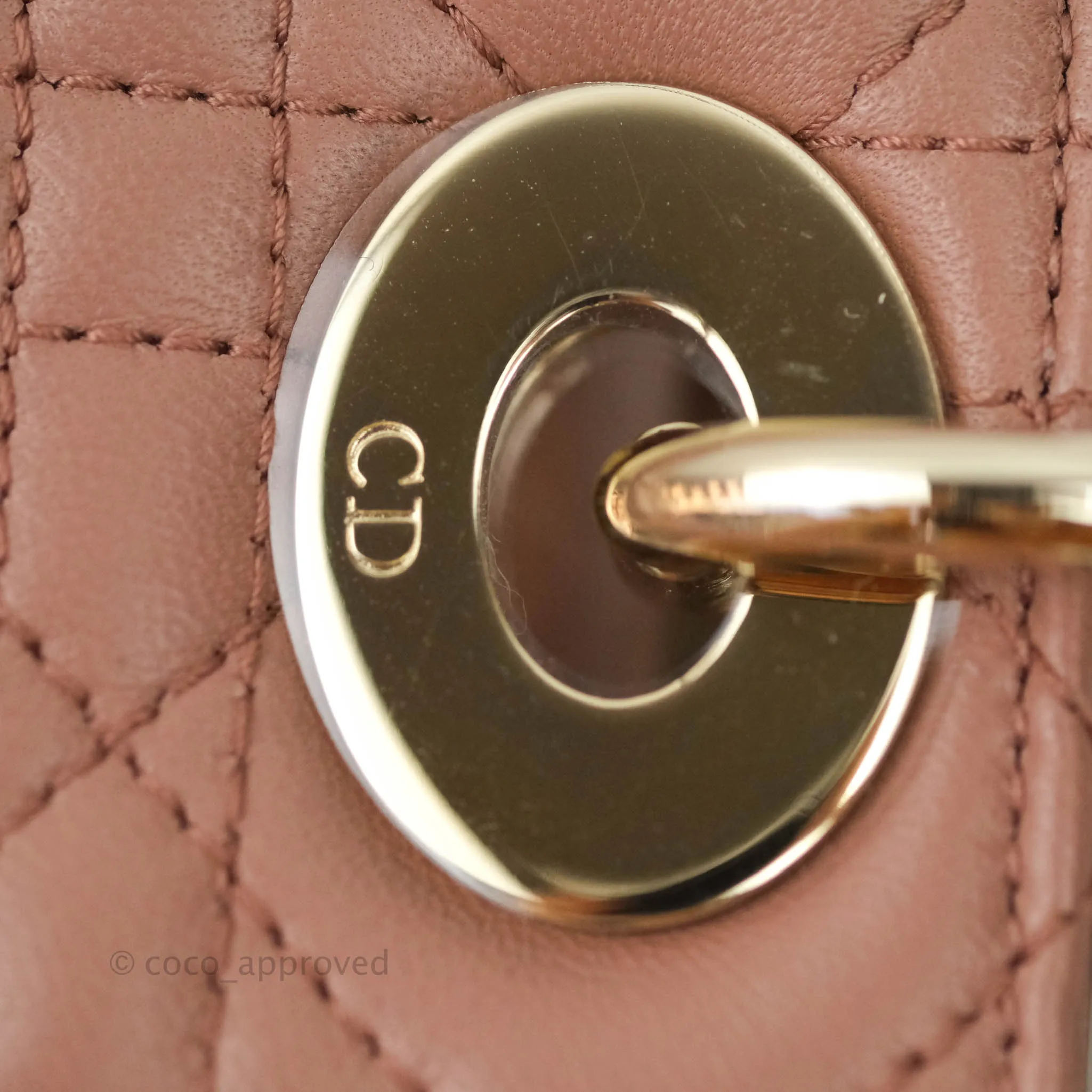 Christian Dior Lambskin My ABCDior Lady Dior Dark Beige Gold Hardware