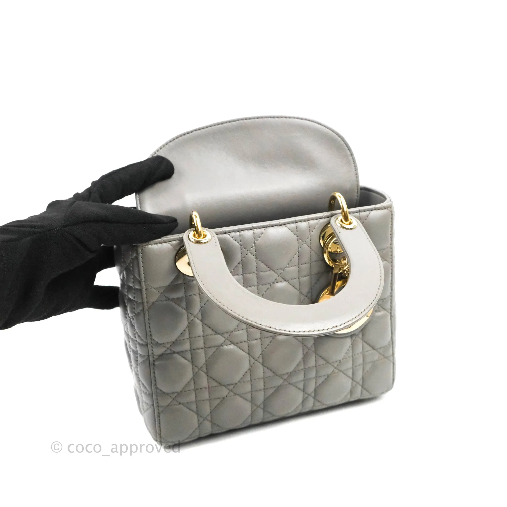 Christian Dior Lambskin My ABCDior Lady Dior Grey Gold Hardware