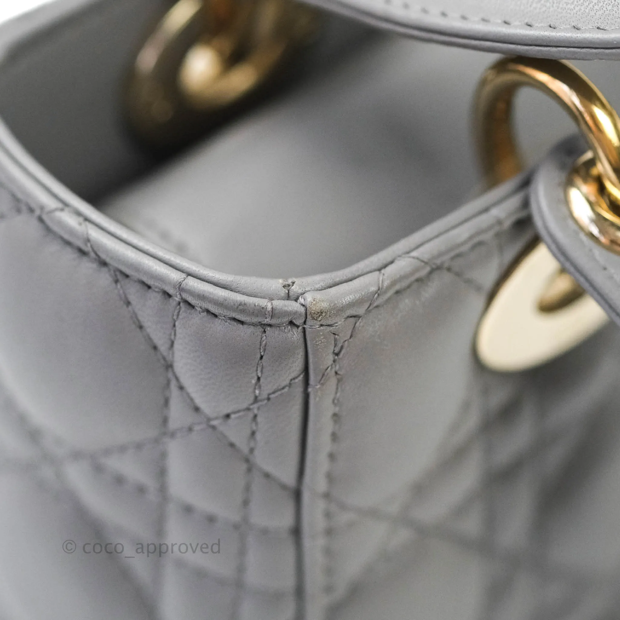 Christian Dior Lambskin My ABCDior Lady Dior Grey Gold Hardware