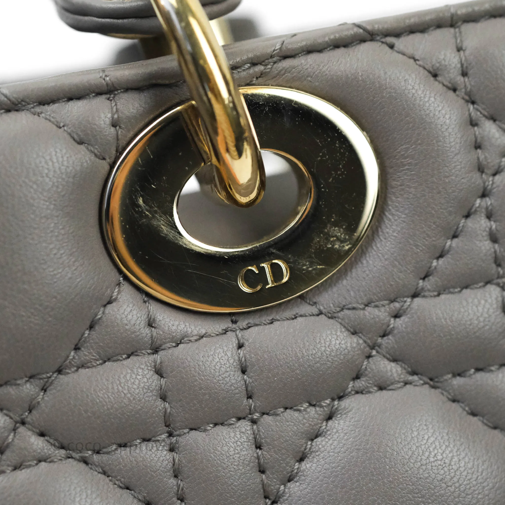 Christian Dior Lambskin My ABCDior Lady Dior Grey Gold Hardware