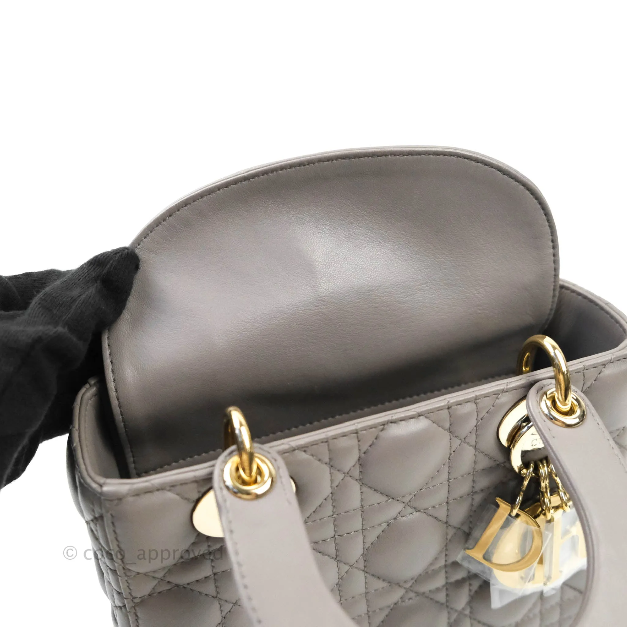 Christian Dior Lambskin My ABCDior Lady Dior Grey Gold Hardware