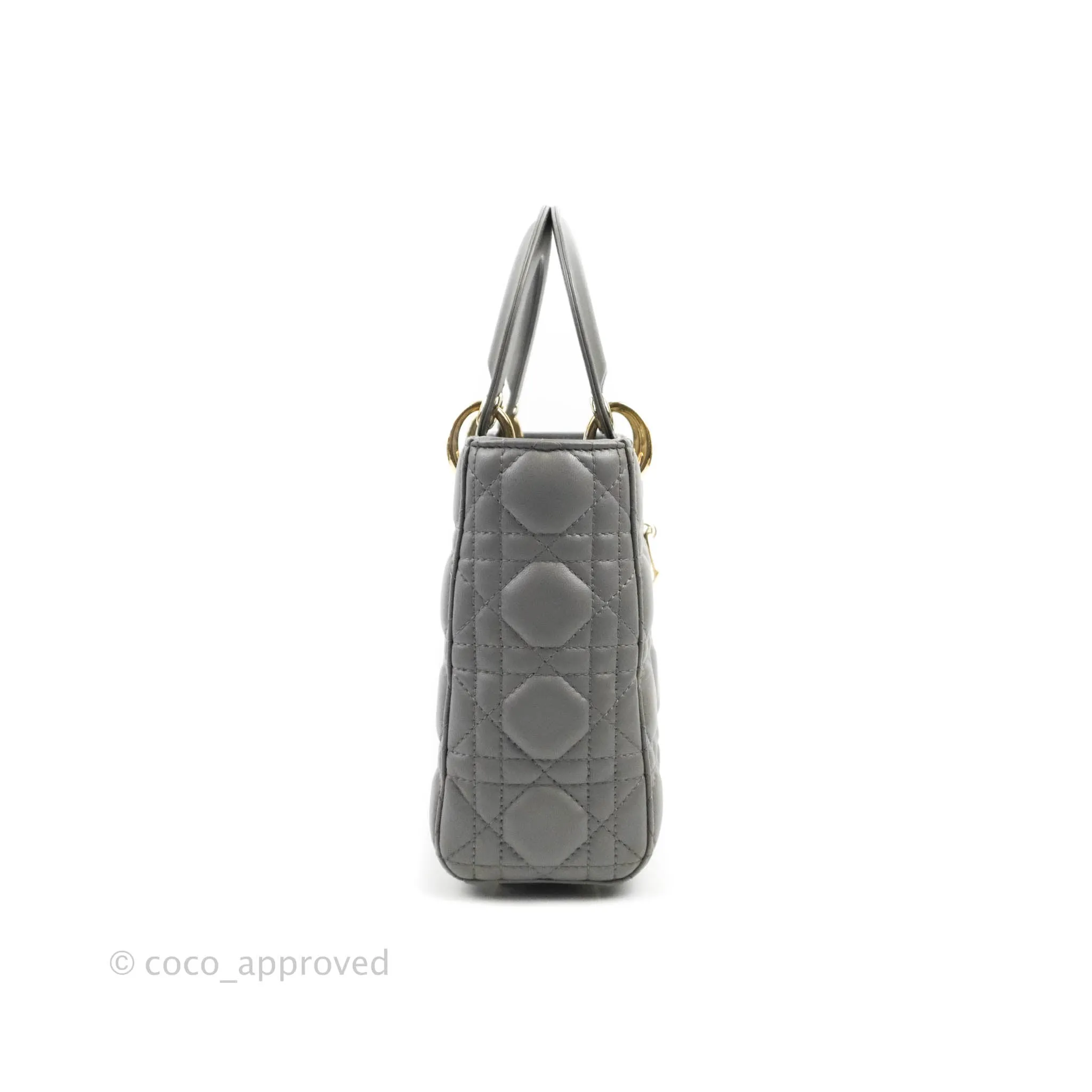 Christian Dior Lambskin My ABCDior Lady Dior Grey Gold Hardware