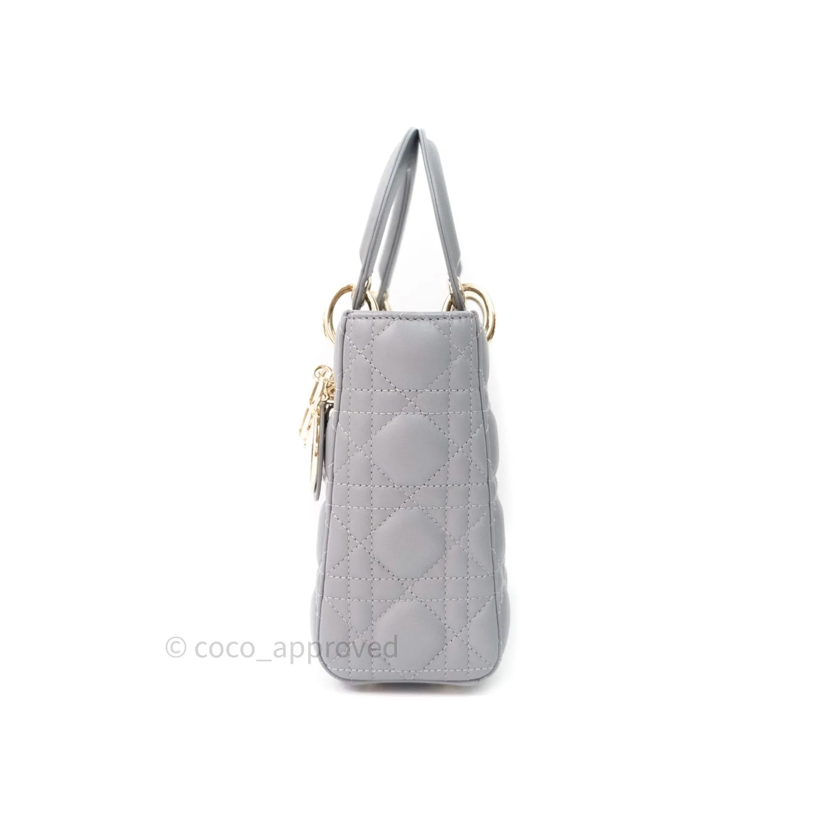 Christian Dior Lambskin My ABCDior Lady Dior Grey Gold Hardware