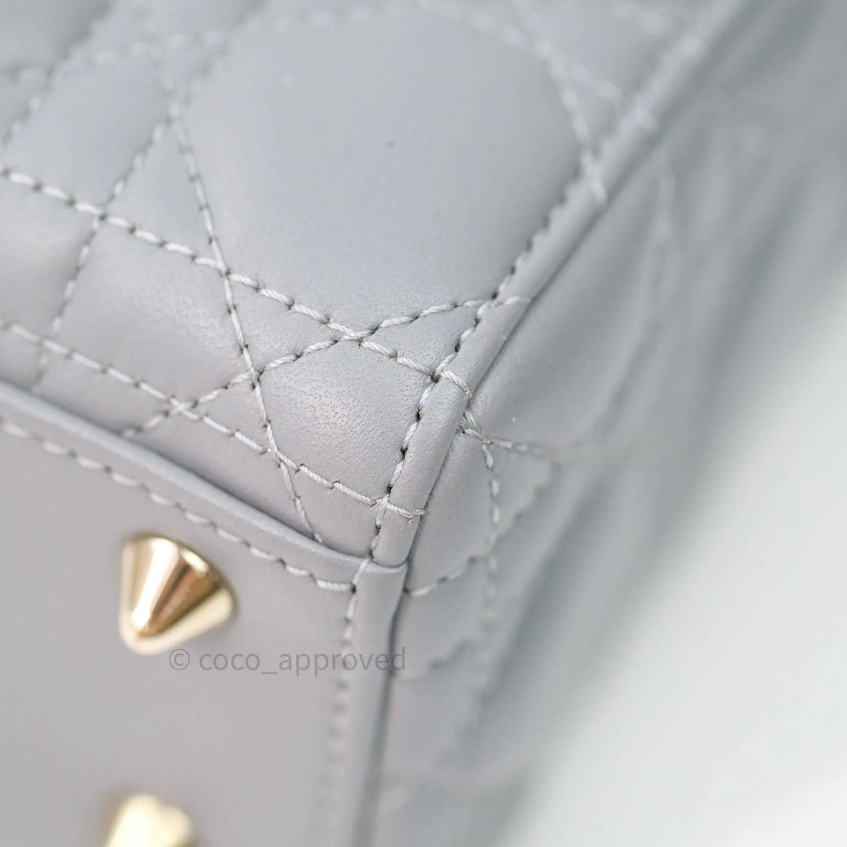 Christian Dior Lambskin My ABCDior Lady Dior Grey Gold Hardware