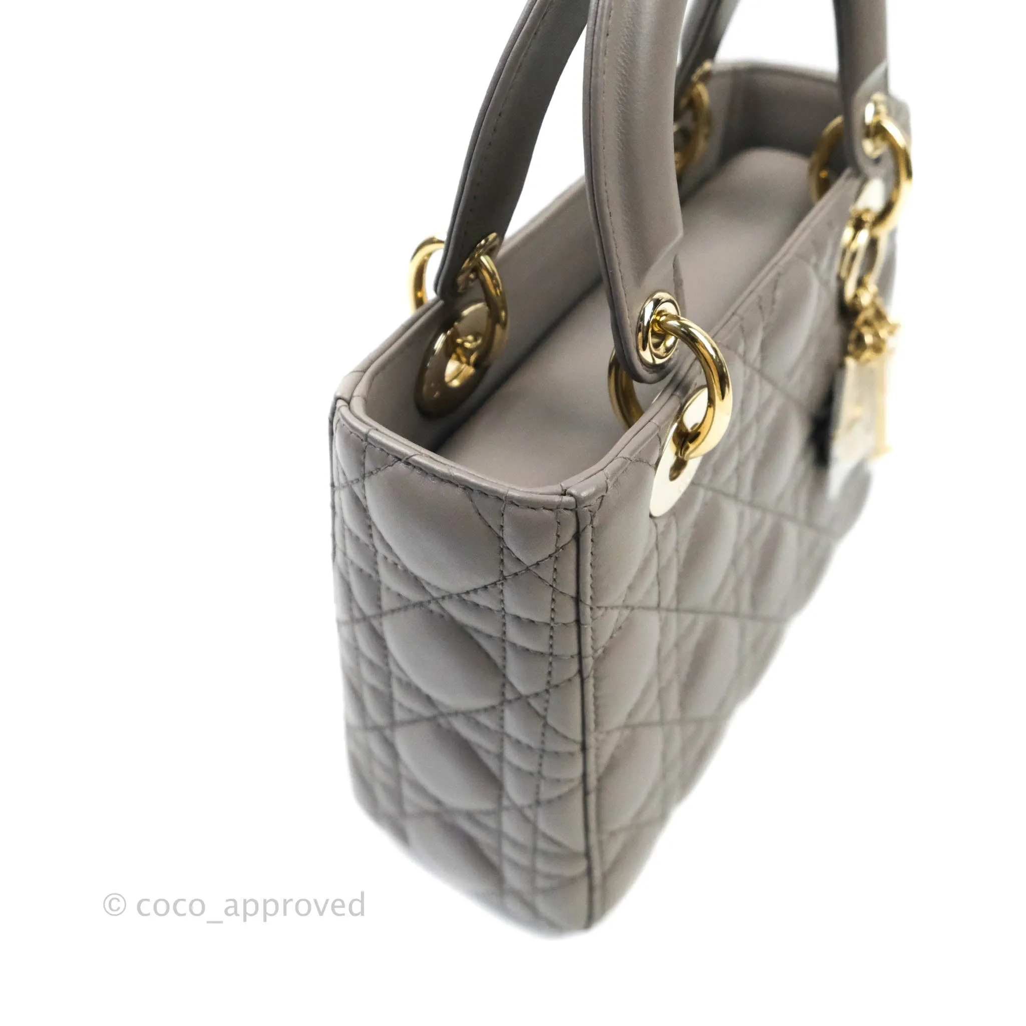Christian Dior Lambskin My ABCDior Lady Dior Grey Gold Hardware