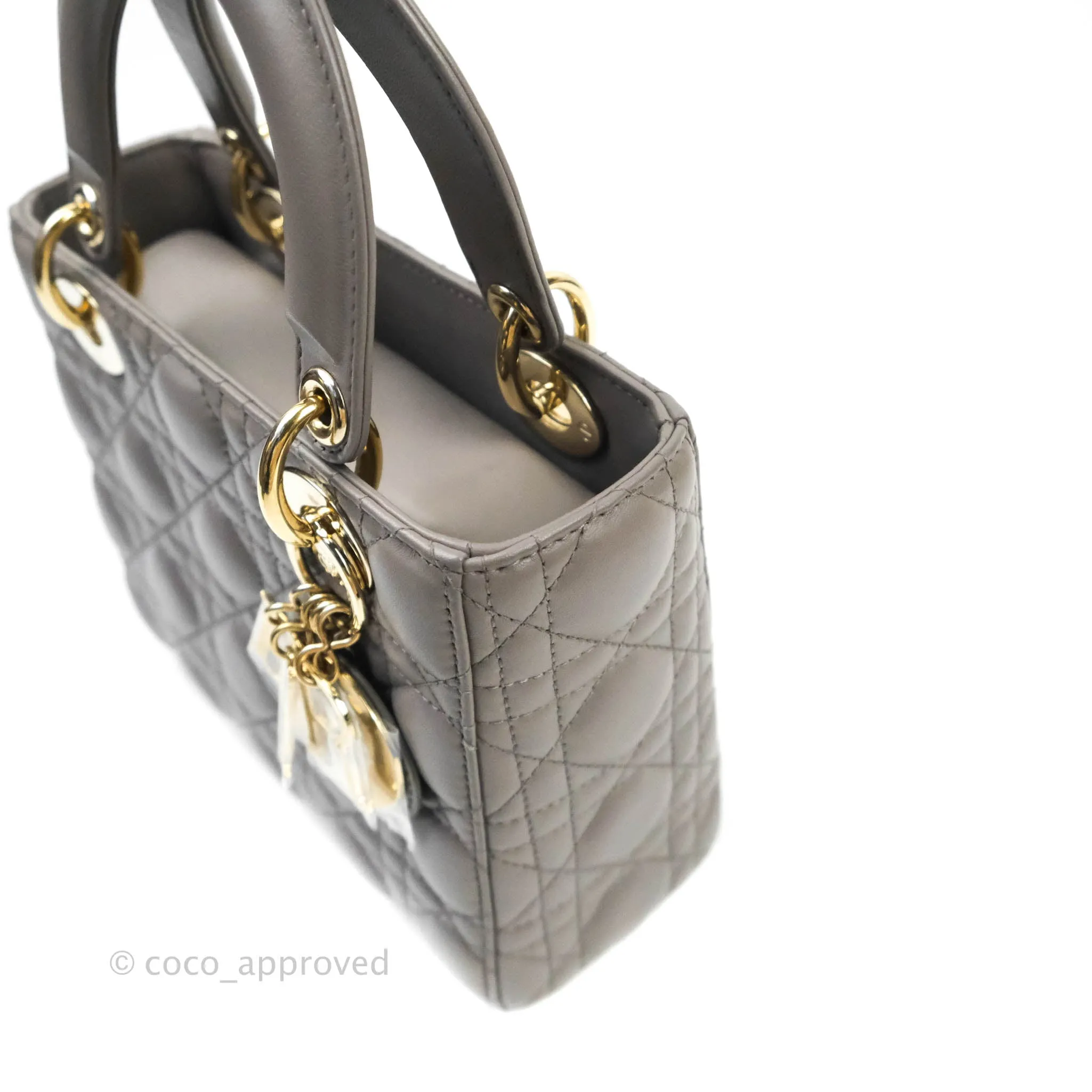 Christian Dior Lambskin My ABCDior Lady Dior Grey Gold Hardware