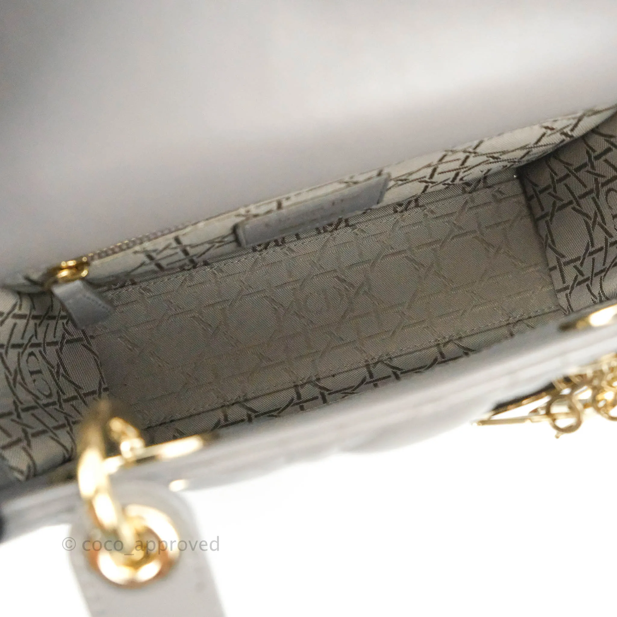Christian Dior Lambskin My ABCDior Lady Dior Grey Gold Hardware