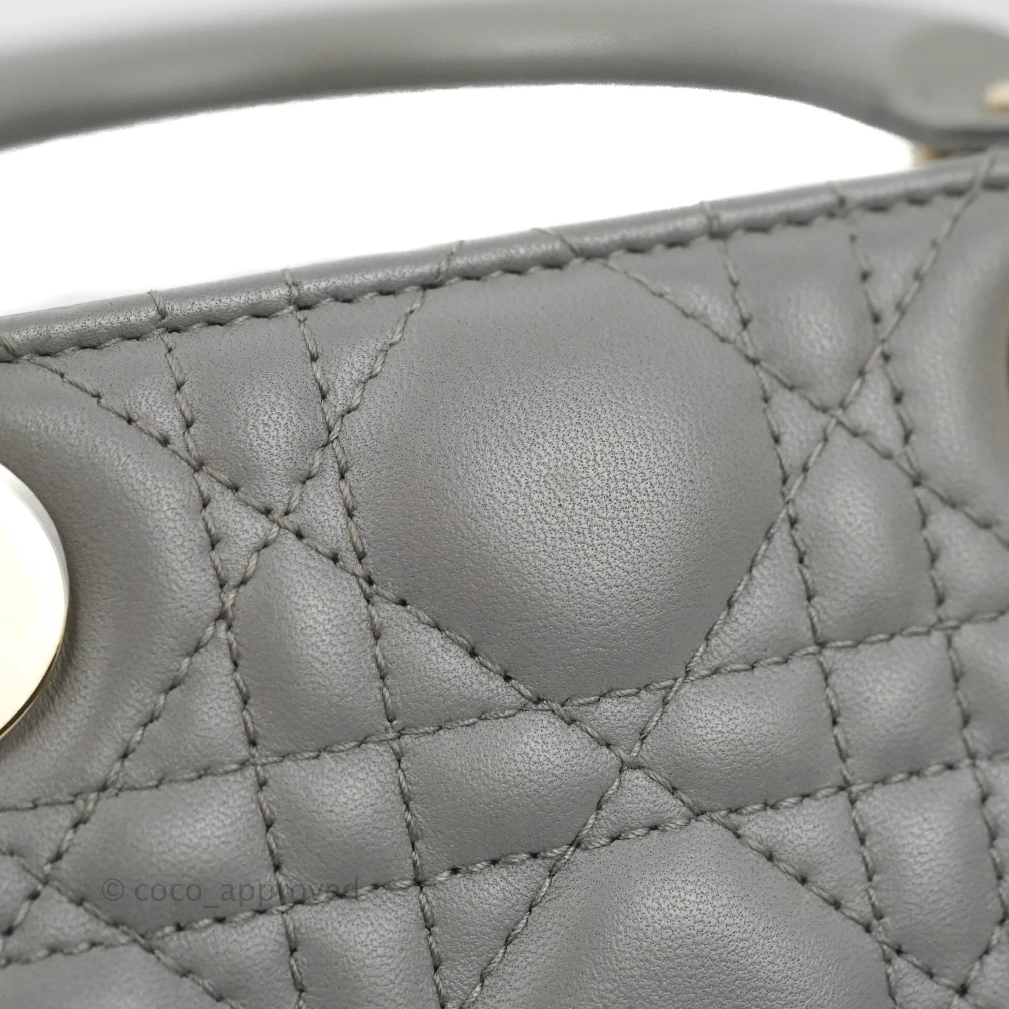 Christian Dior Lambskin My ABCDior Lady Dior Grey Gold Hardware