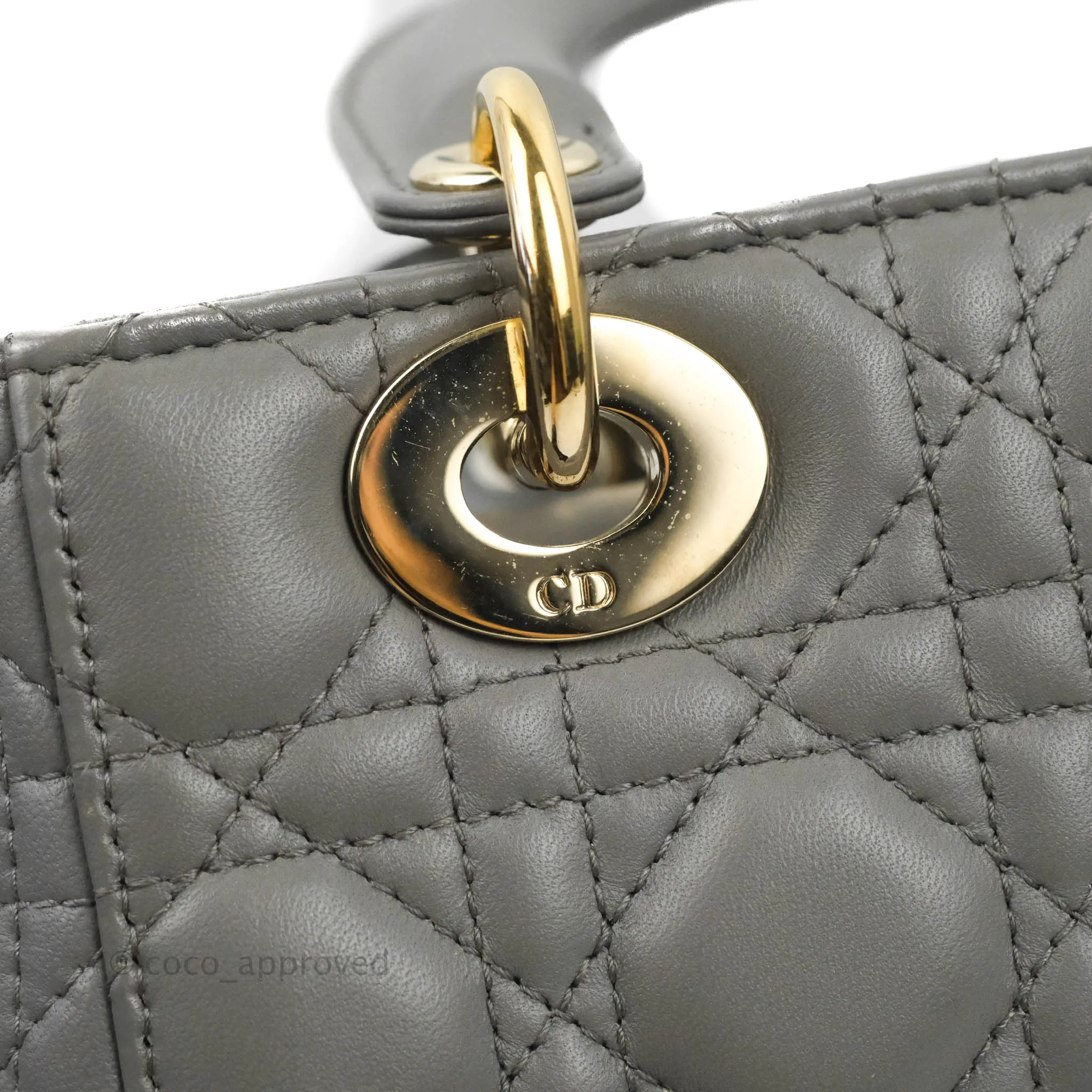Christian Dior Lambskin My ABCDior Lady Dior Grey Gold Hardware