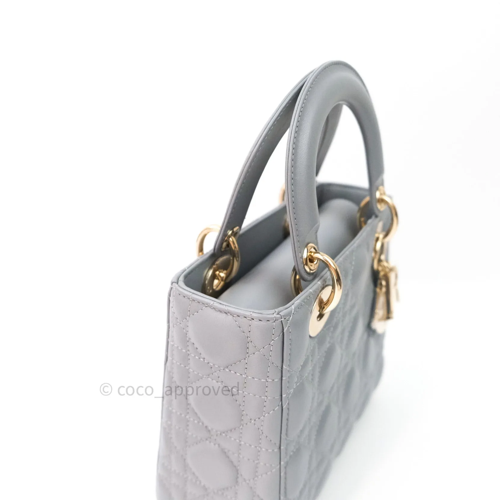 Christian Dior Lambskin My ABCDior Lady Dior Grey Gold Hardware