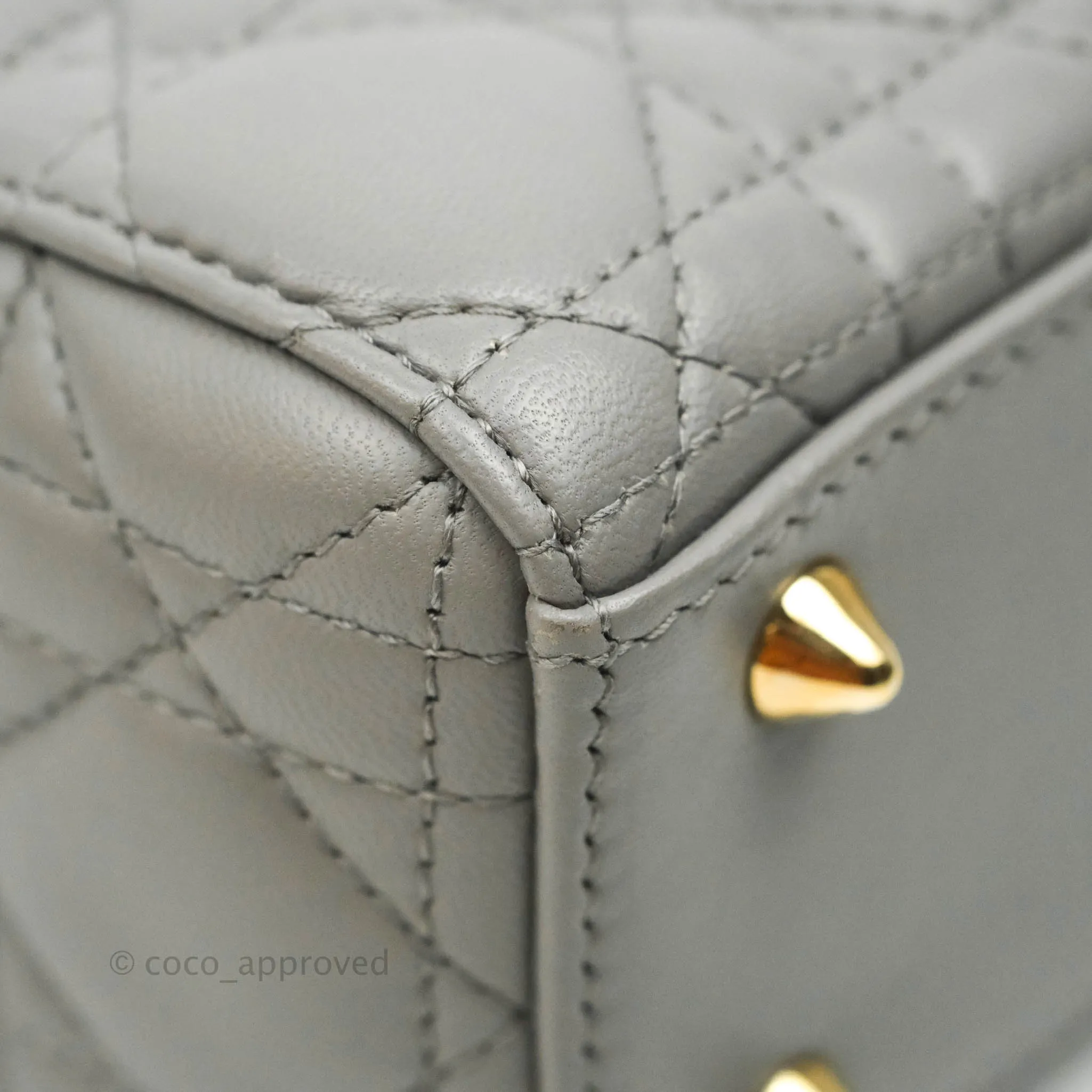 Christian Dior Lambskin My ABCDior Lady Dior Grey Gold Hardware