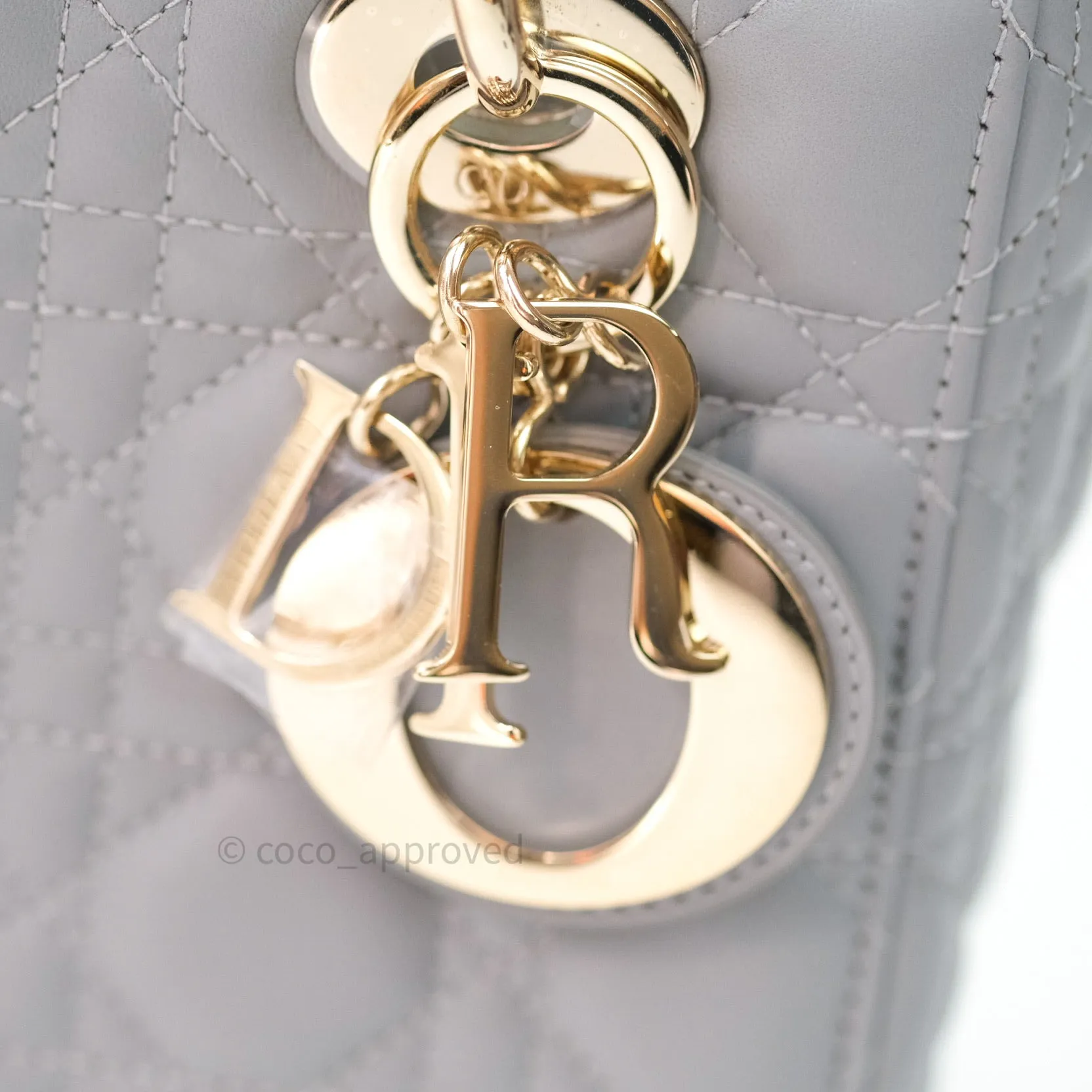 Christian Dior Lambskin My ABCDior Lady Dior Grey Gold Hardware