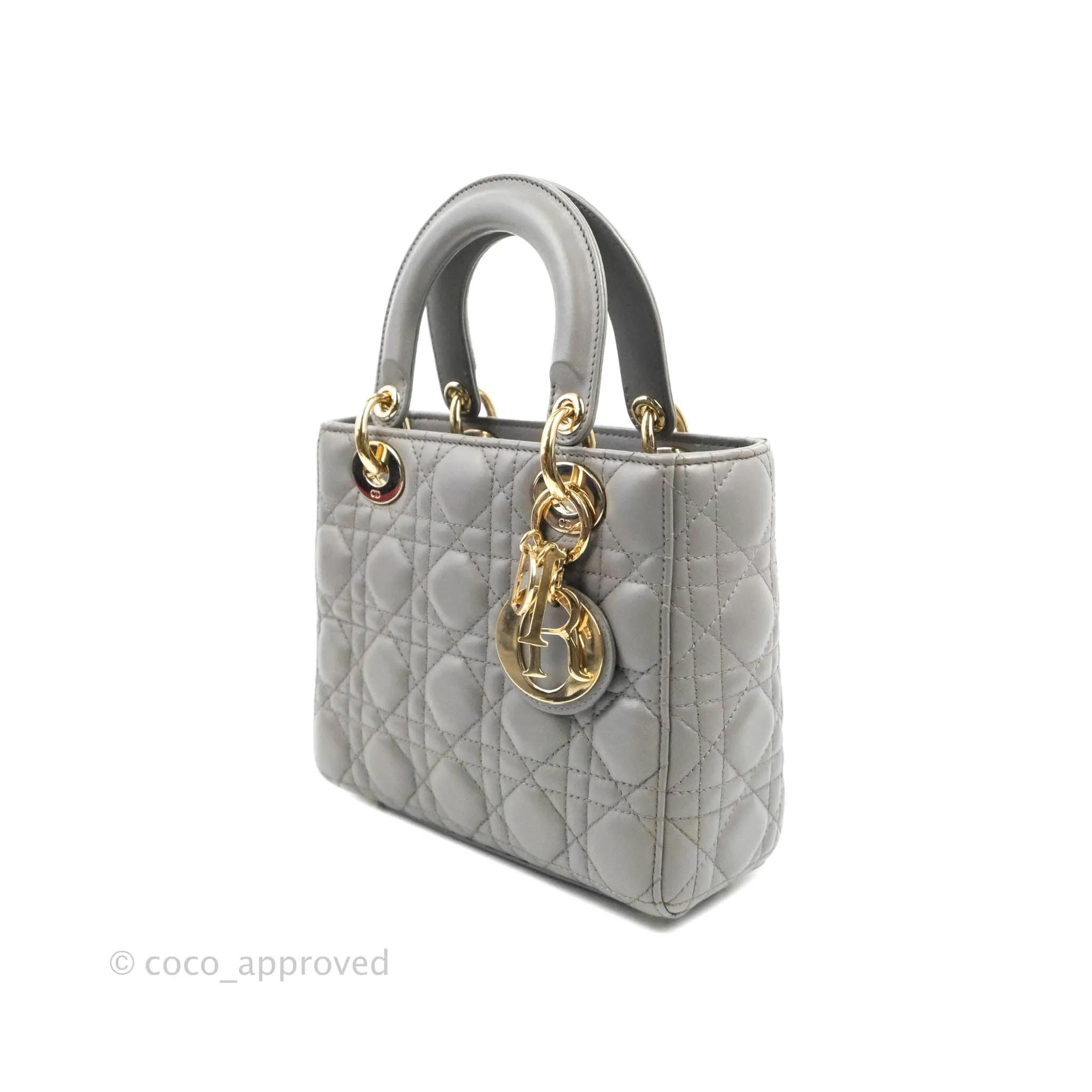 Christian Dior Lambskin My ABCDior Lady Dior Grey Gold Hardware