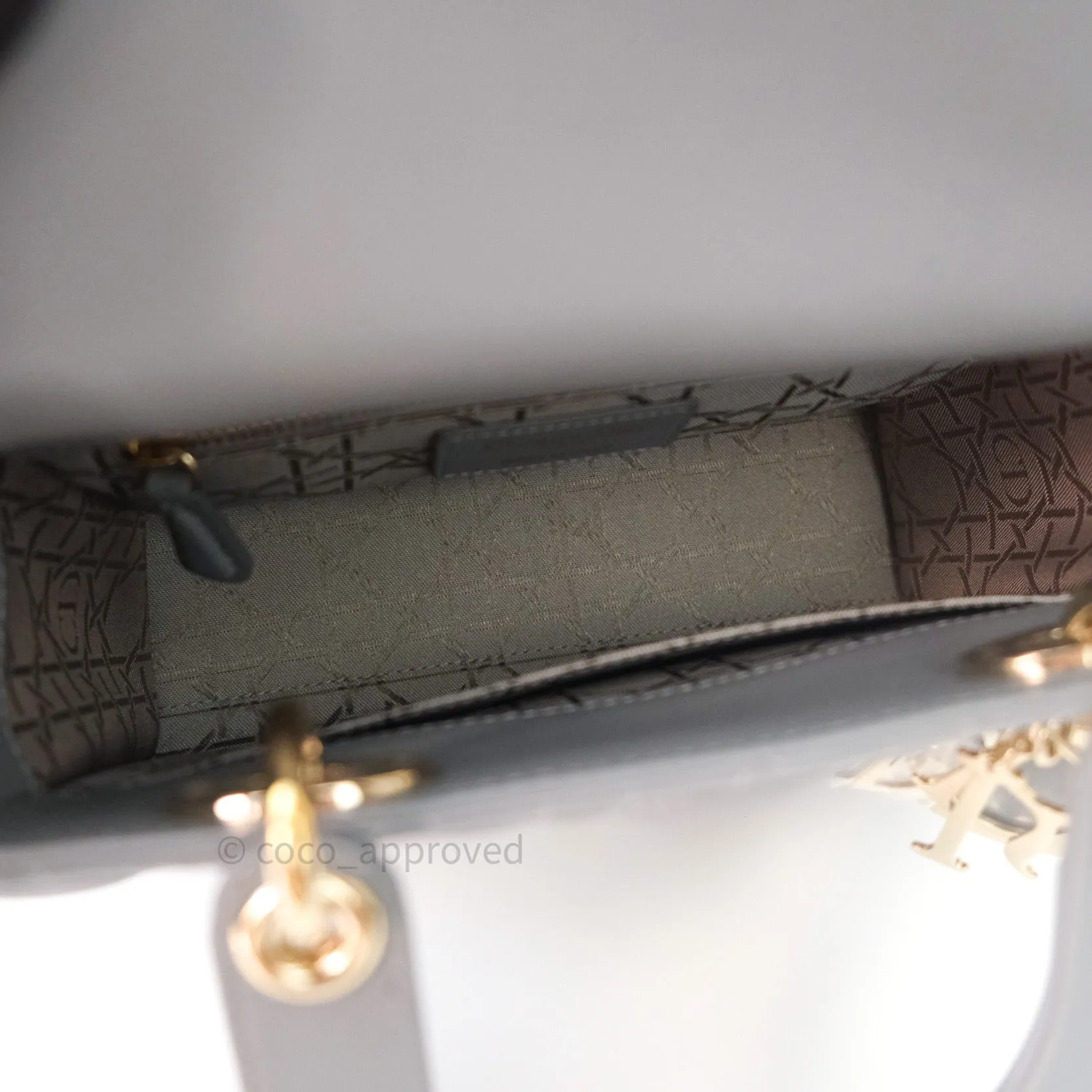 Christian Dior Lambskin My ABCDior Lady Dior Grey Gold Hardware