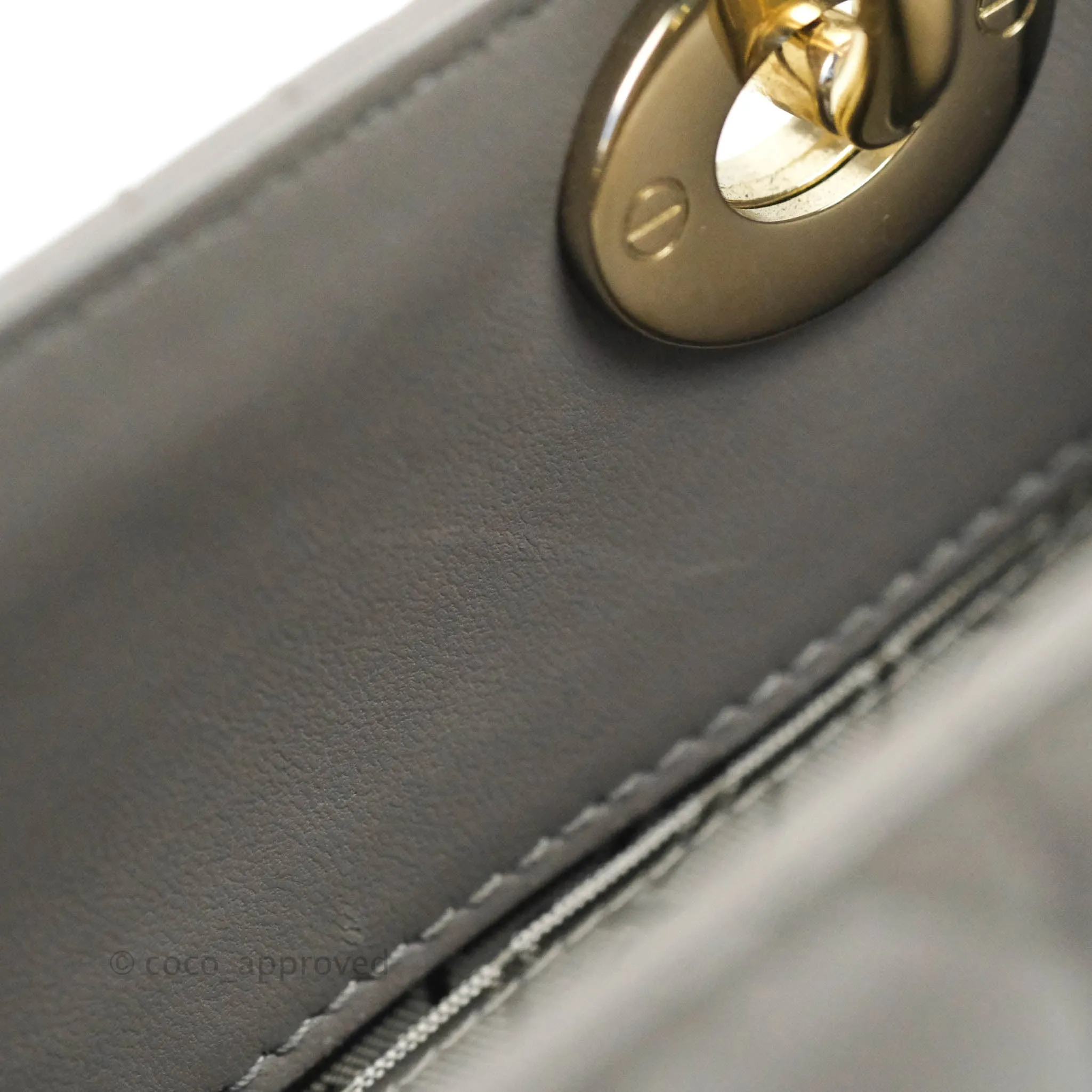 Christian Dior Lambskin My ABCDior Lady Dior Grey Gold Hardware