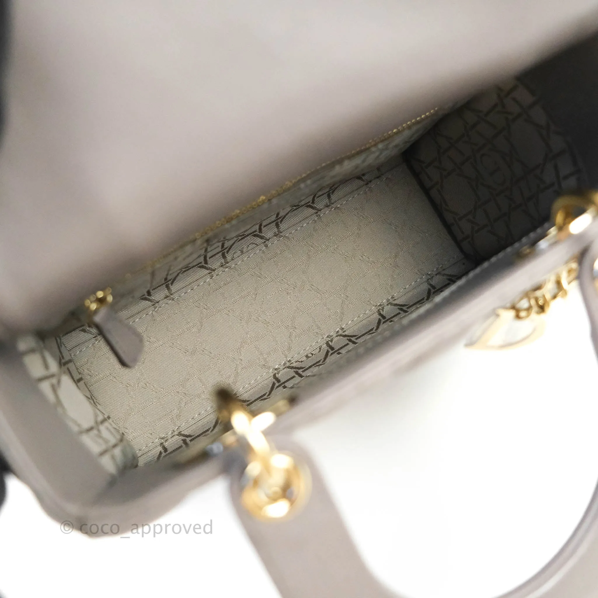 Christian Dior Lambskin My ABCDior Lady Dior Grey Gold Hardware