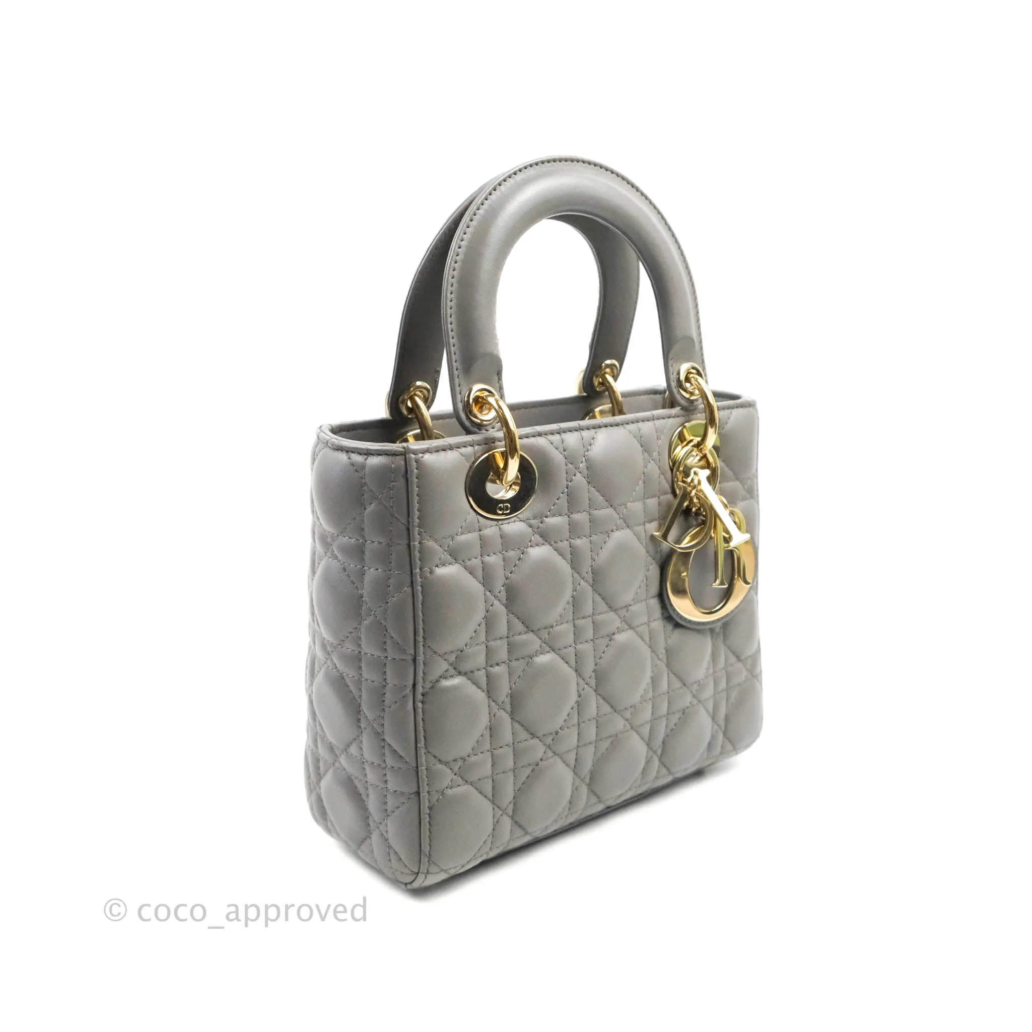 Christian Dior Lambskin My ABCDior Lady Dior Grey Gold Hardware