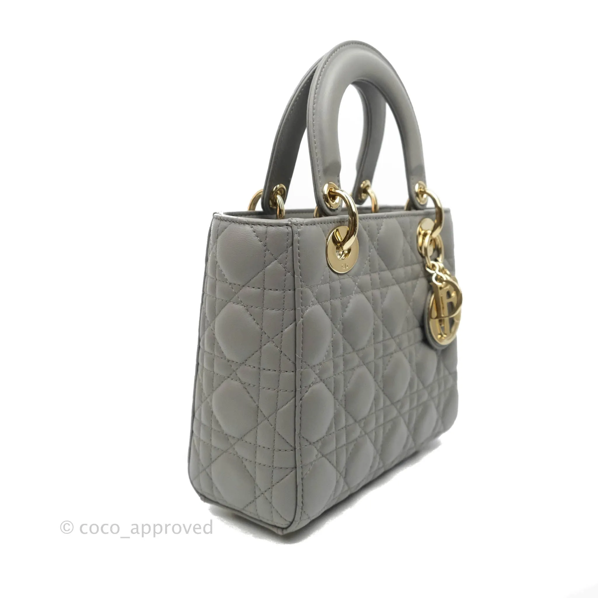 Christian Dior Lambskin My ABCDior Lady Dior Grey Gold Hardware