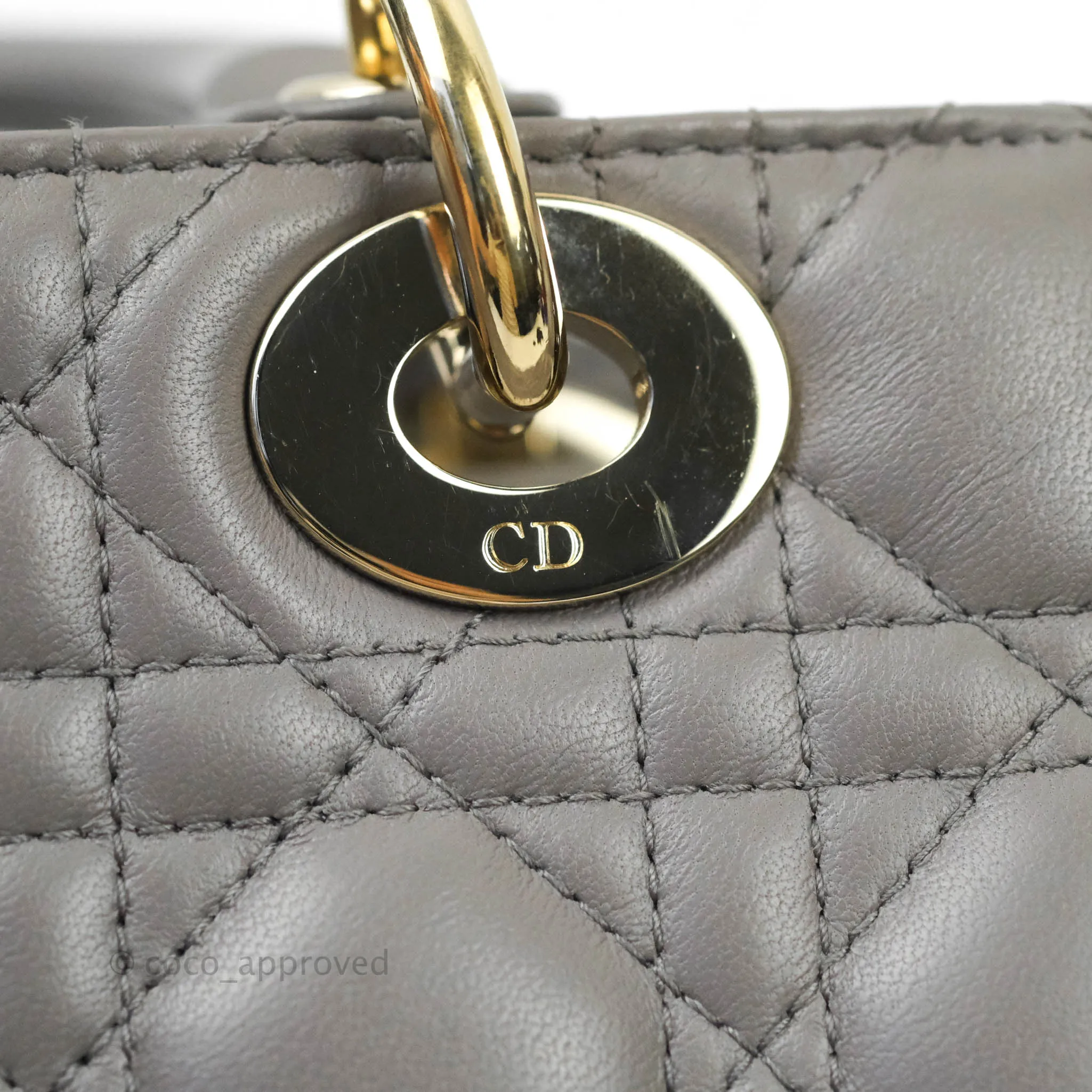 Christian Dior Lambskin My ABCDior Lady Dior Grey Gold Hardware