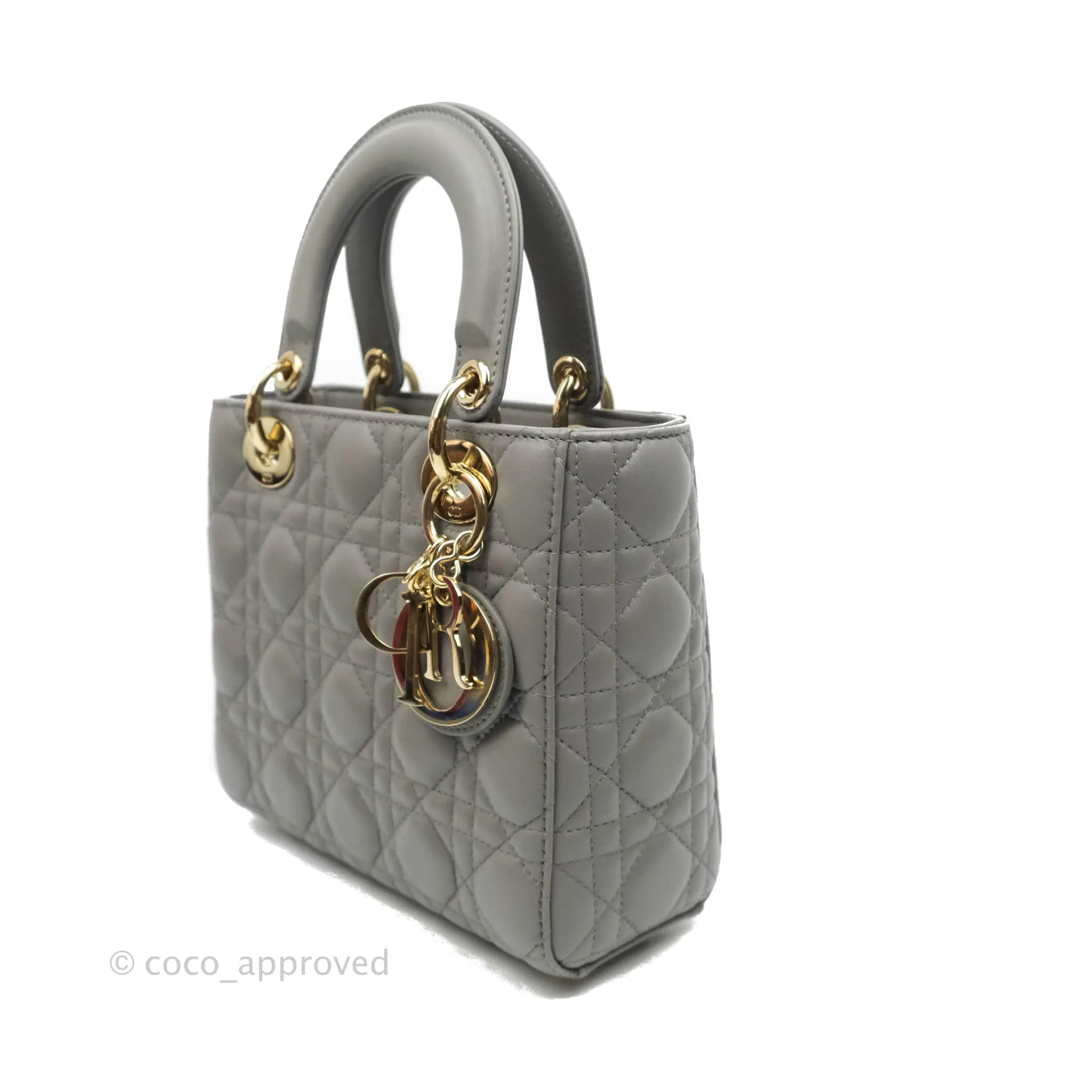 Christian Dior Lambskin My ABCDior Lady Dior Grey Gold Hardware