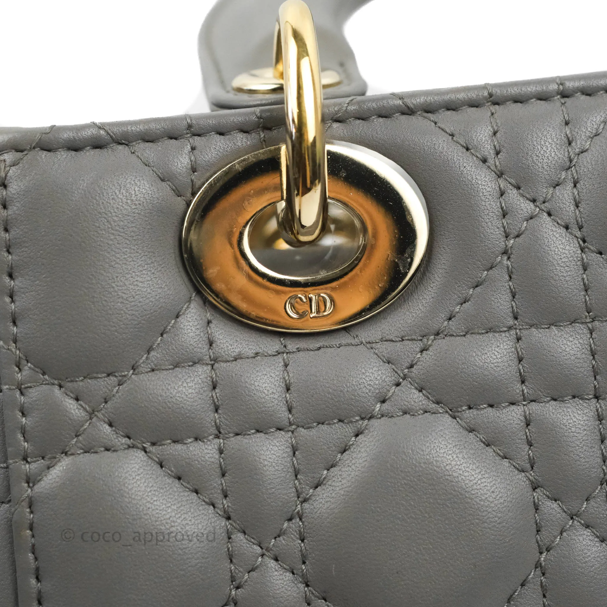 Christian Dior Lambskin My ABCDior Lady Dior Grey Gold Hardware