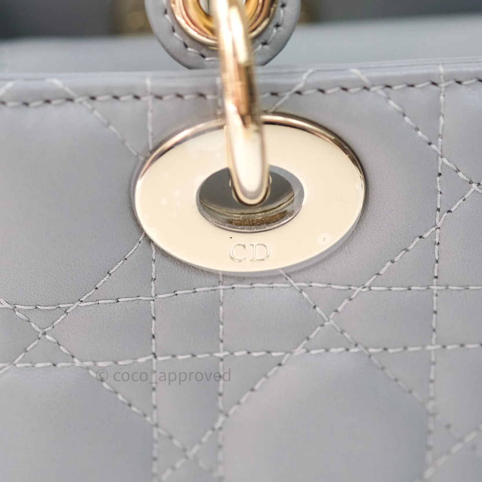 Christian Dior Lambskin My ABCDior Lady Dior Grey Gold Hardware