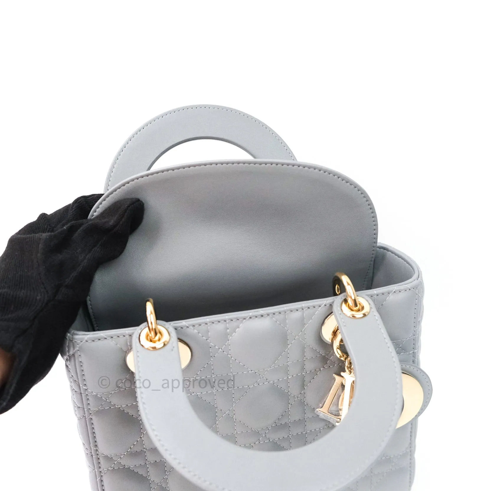 Christian Dior Lambskin My ABCDior Lady Dior Grey Gold Hardware