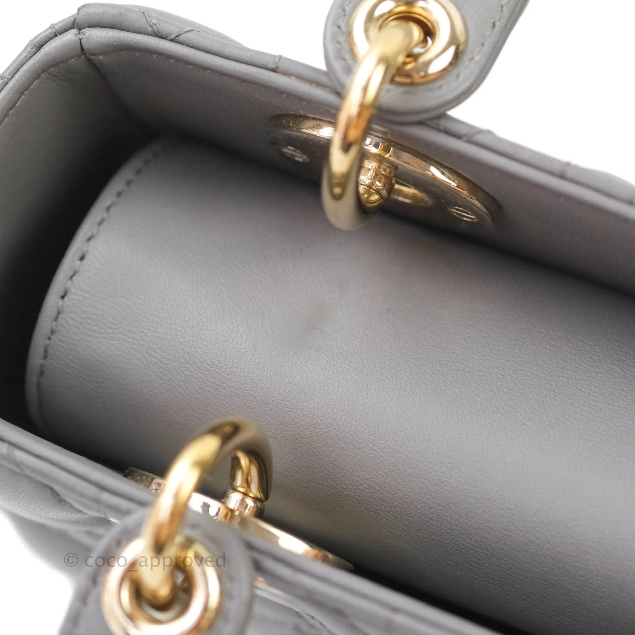 Christian Dior Lambskin My ABCDior Lady Dior Grey Gold Hardware