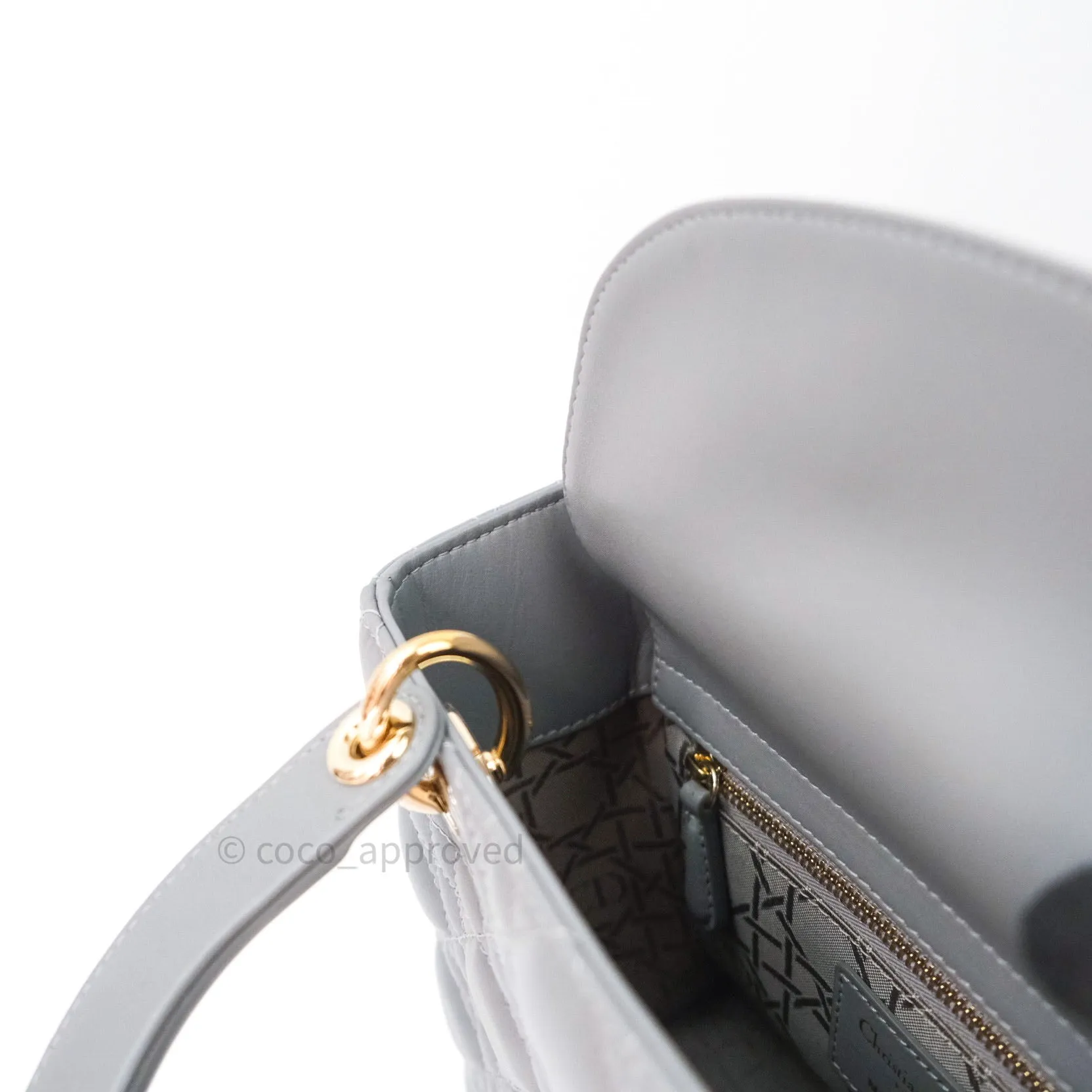 Christian Dior Lambskin My ABCDior Lady Dior Grey Gold Hardware