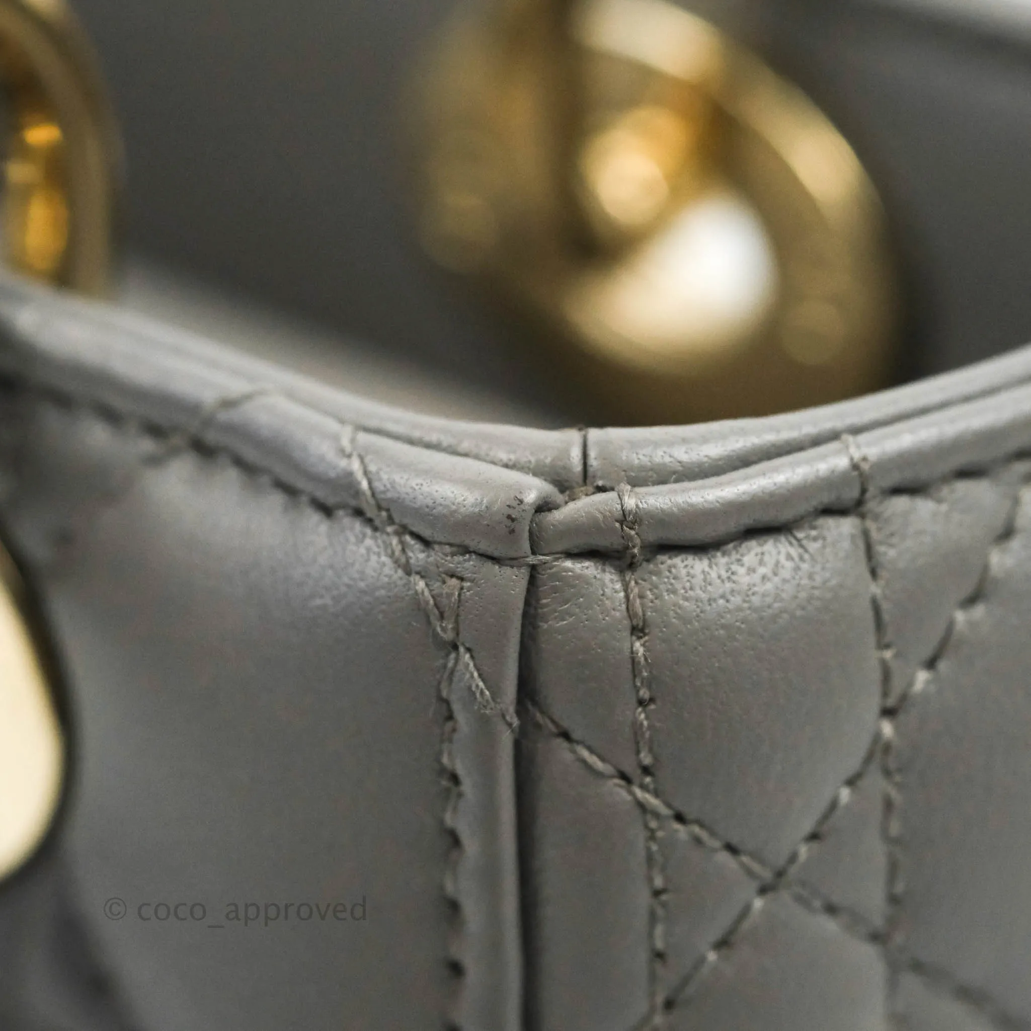 Christian Dior Lambskin My ABCDior Lady Dior Grey Gold Hardware
