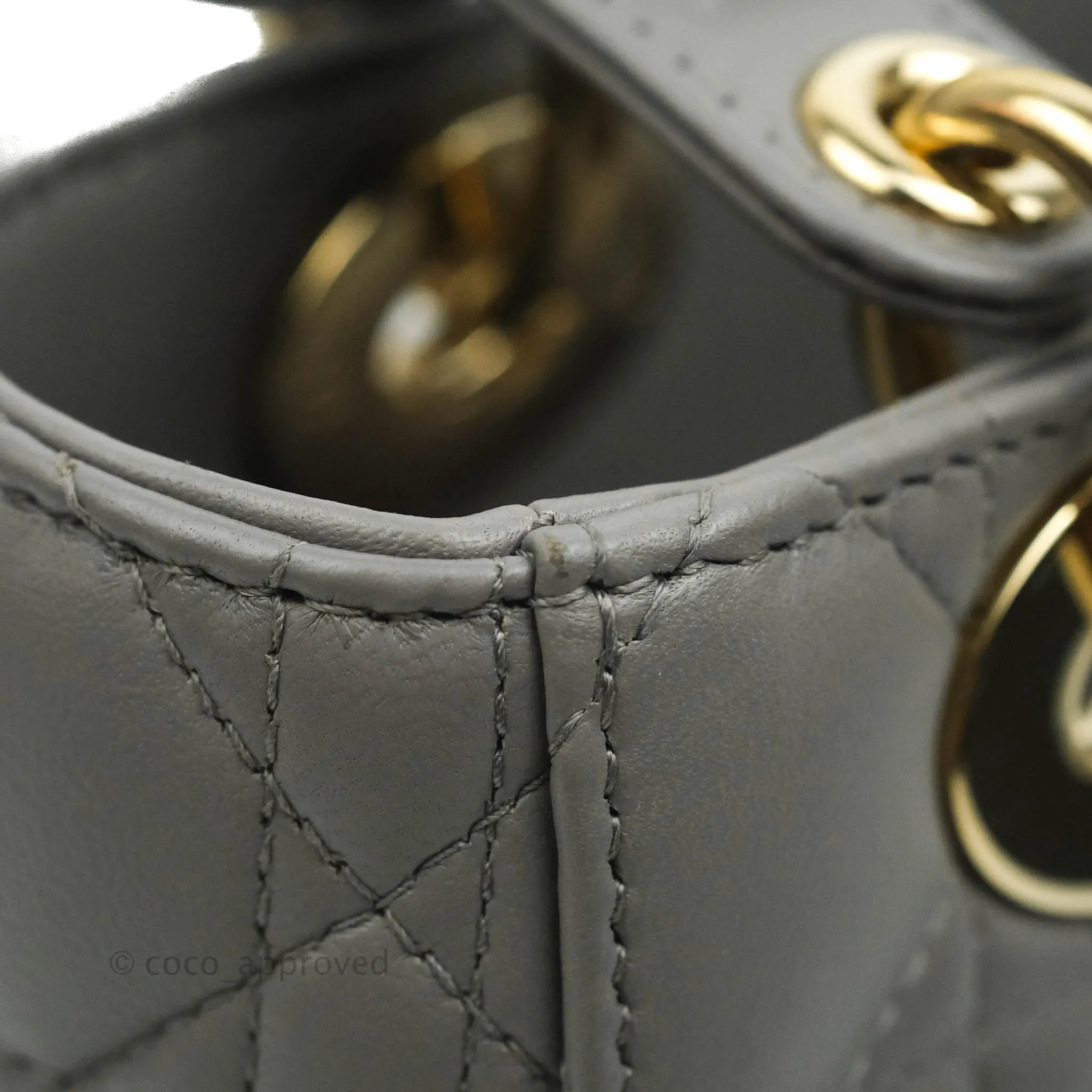 Christian Dior Lambskin My ABCDior Lady Dior Grey Gold Hardware