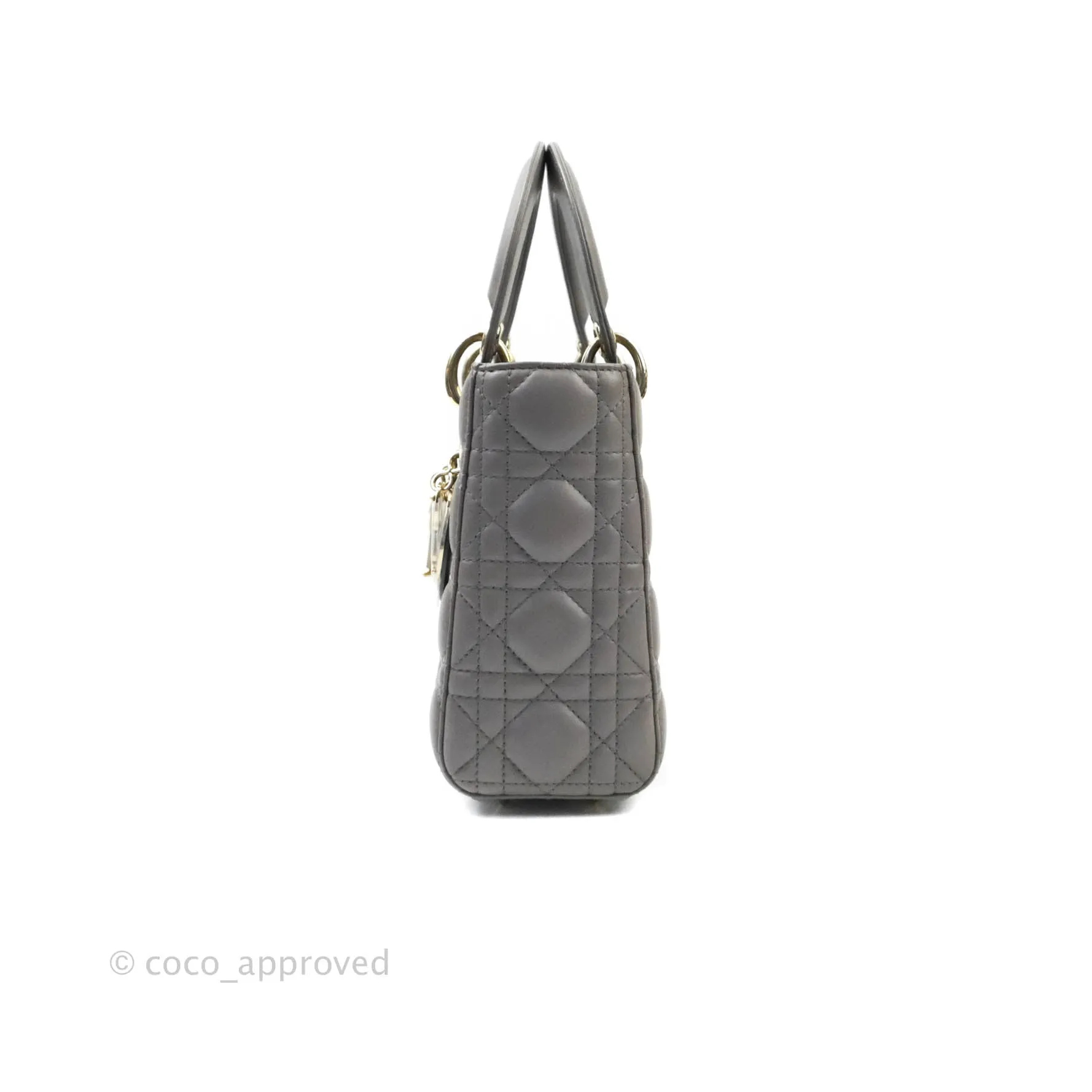 Christian Dior Lambskin My ABCDior Lady Dior Grey Gold Hardware