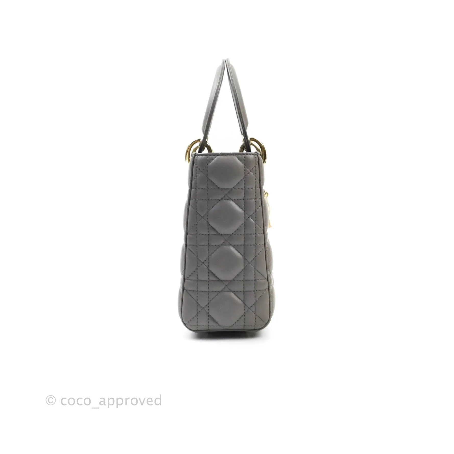 Christian Dior Lambskin My ABCDior Lady Dior Grey Gold Hardware