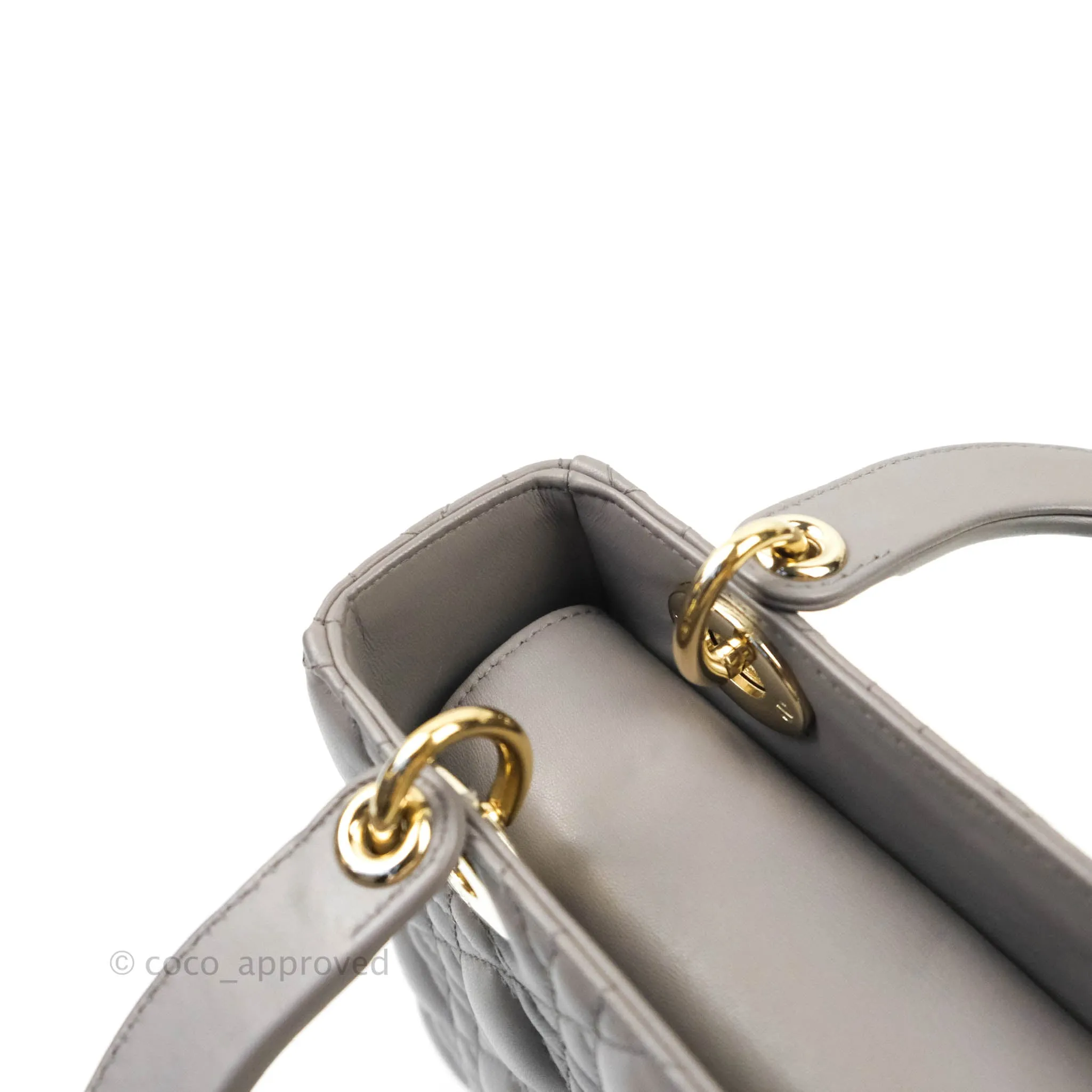 Christian Dior Lambskin My ABCDior Lady Dior Grey Gold Hardware