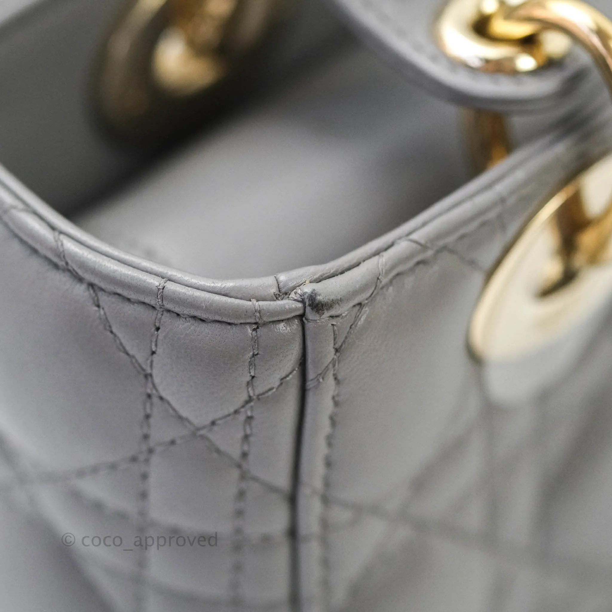 Christian Dior Lambskin My ABCDior Lady Dior Grey Gold Hardware