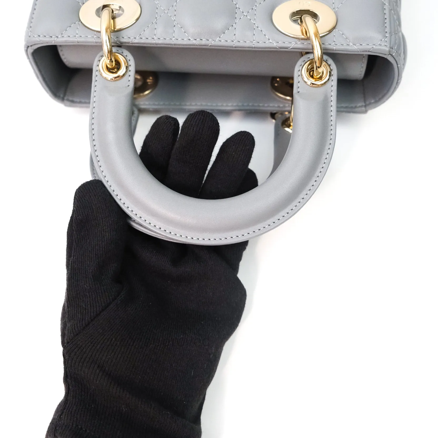 Christian Dior Lambskin My ABCDior Lady Dior Grey Gold Hardware
