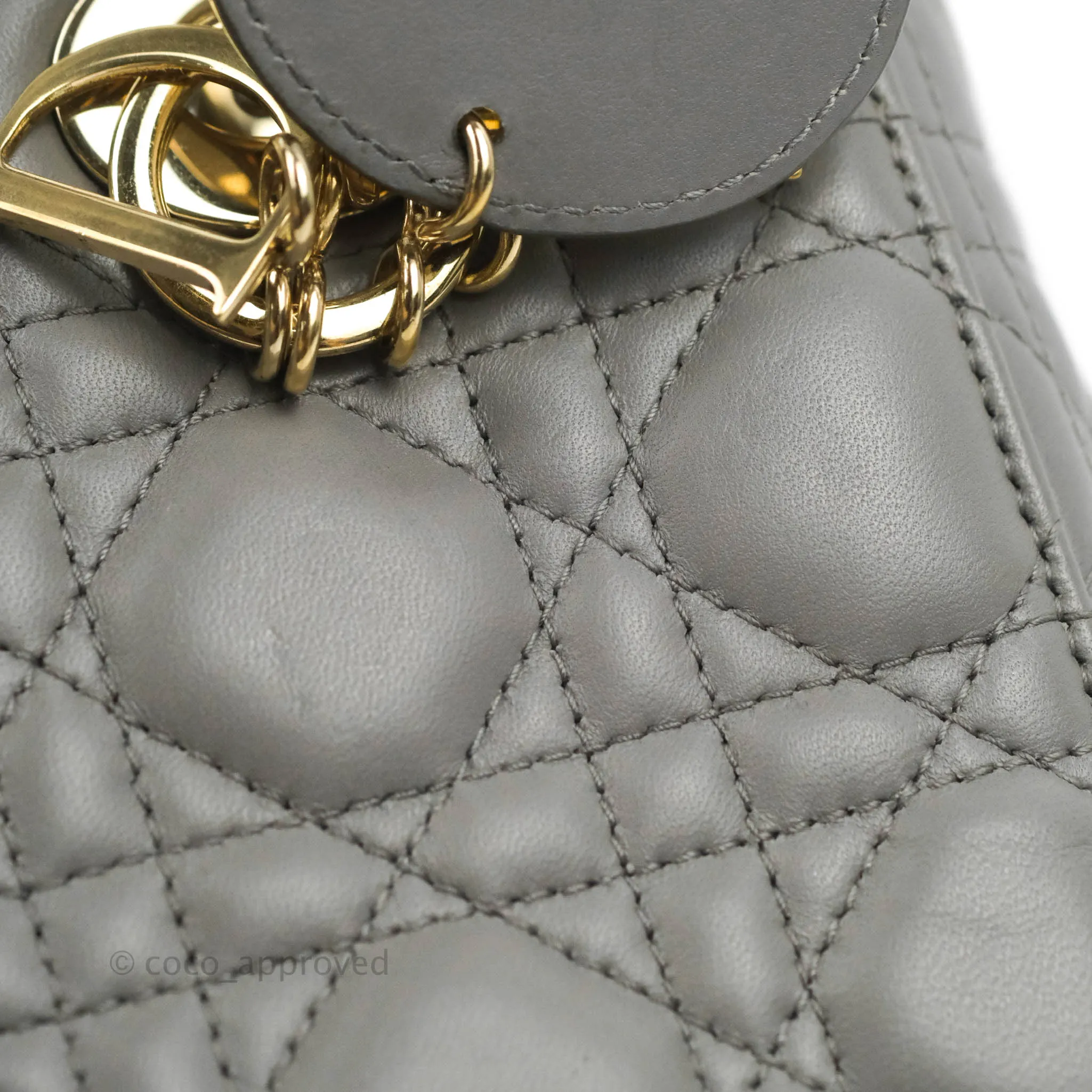 Christian Dior Lambskin My ABCDior Lady Dior Grey Gold Hardware