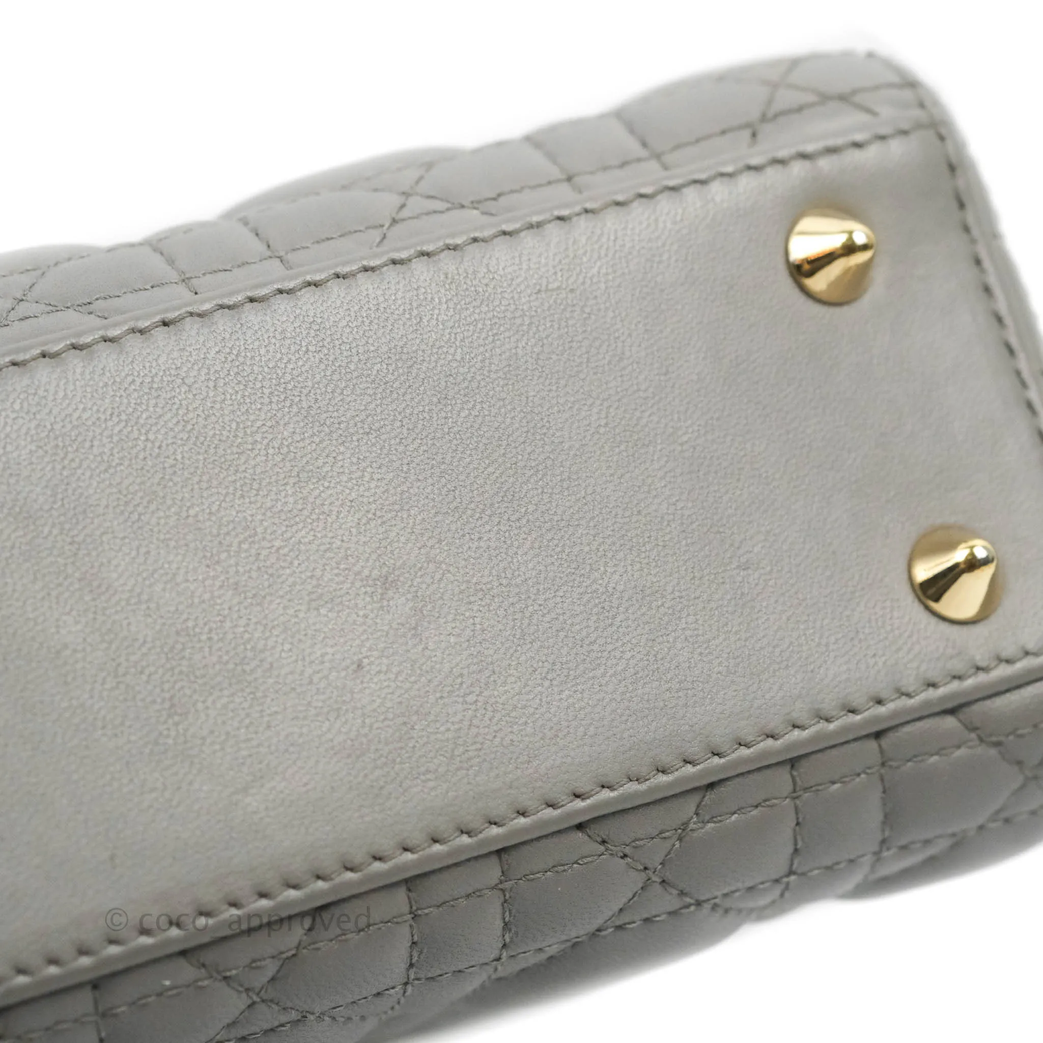 Christian Dior Lambskin My ABCDior Lady Dior Grey Gold Hardware