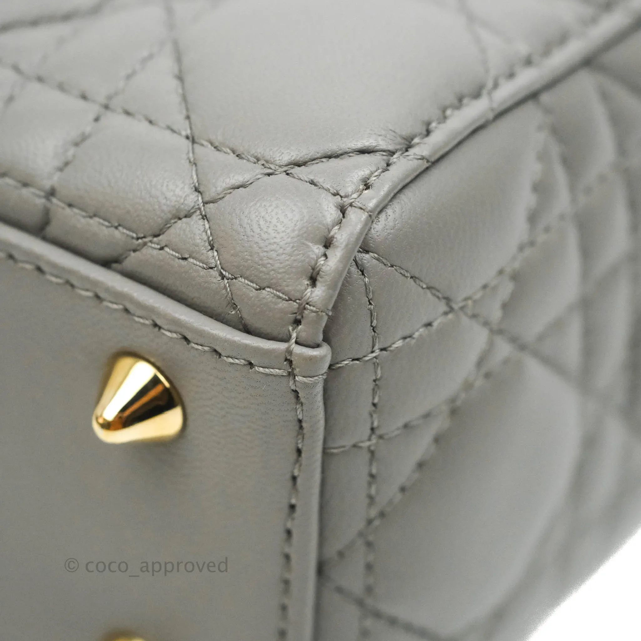 Christian Dior Lambskin My ABCDior Lady Dior Grey Gold Hardware