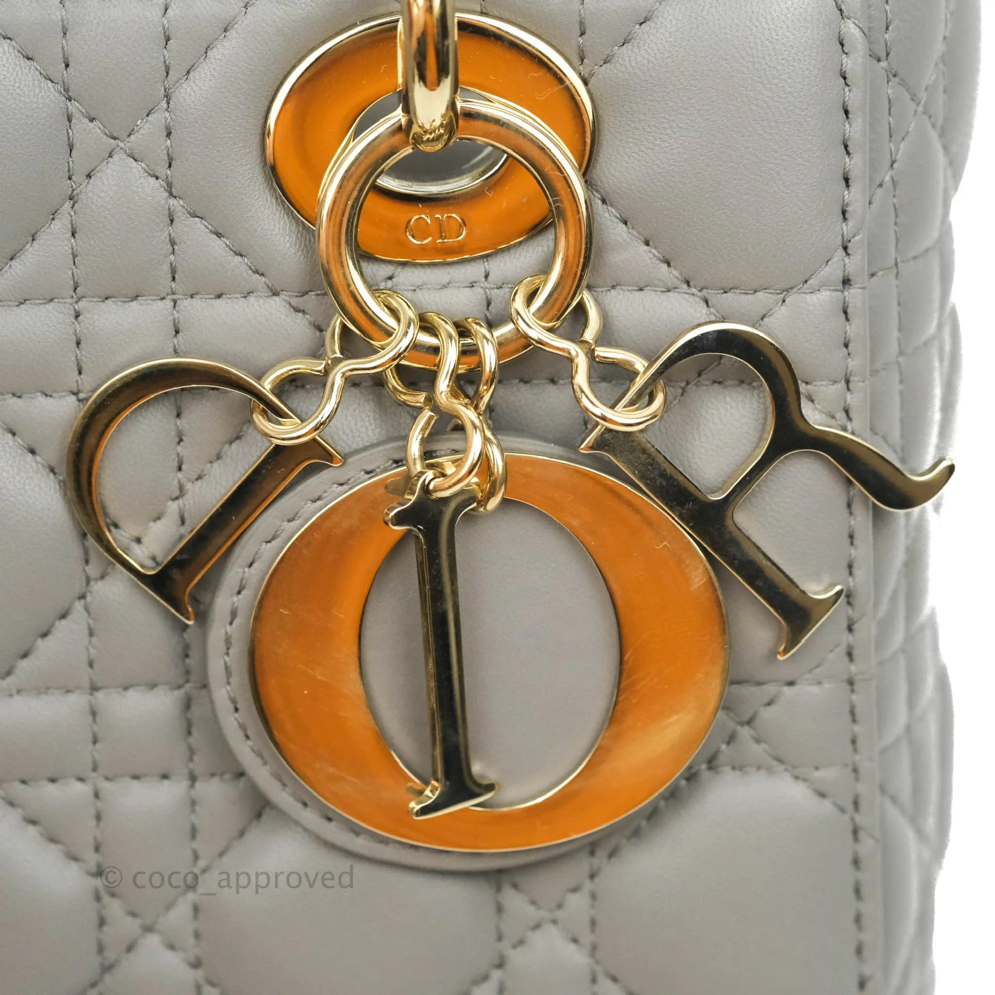 Christian Dior Lambskin My ABCDior Lady Dior Grey Gold Hardware