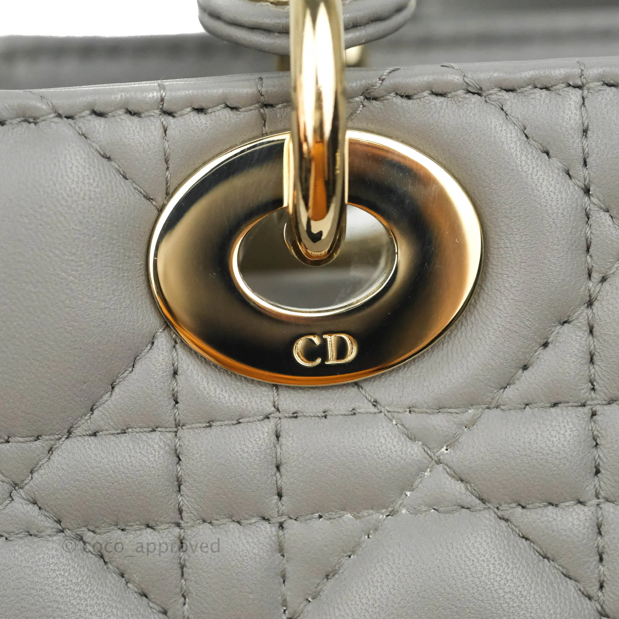 Christian Dior Lambskin My ABCDior Lady Dior Grey Gold Hardware