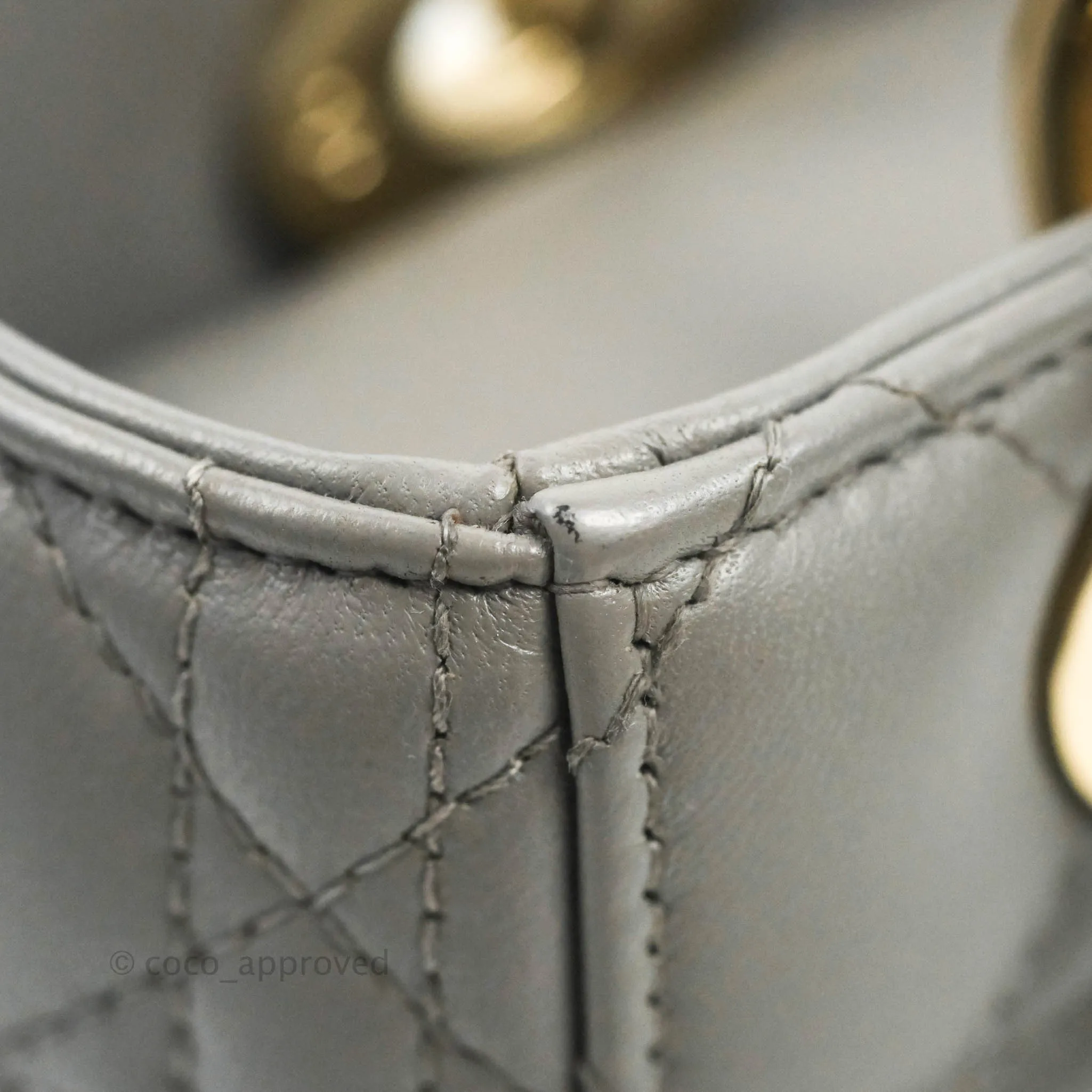 Christian Dior Lambskin My ABCDior Lady Dior Grey Gold Hardware