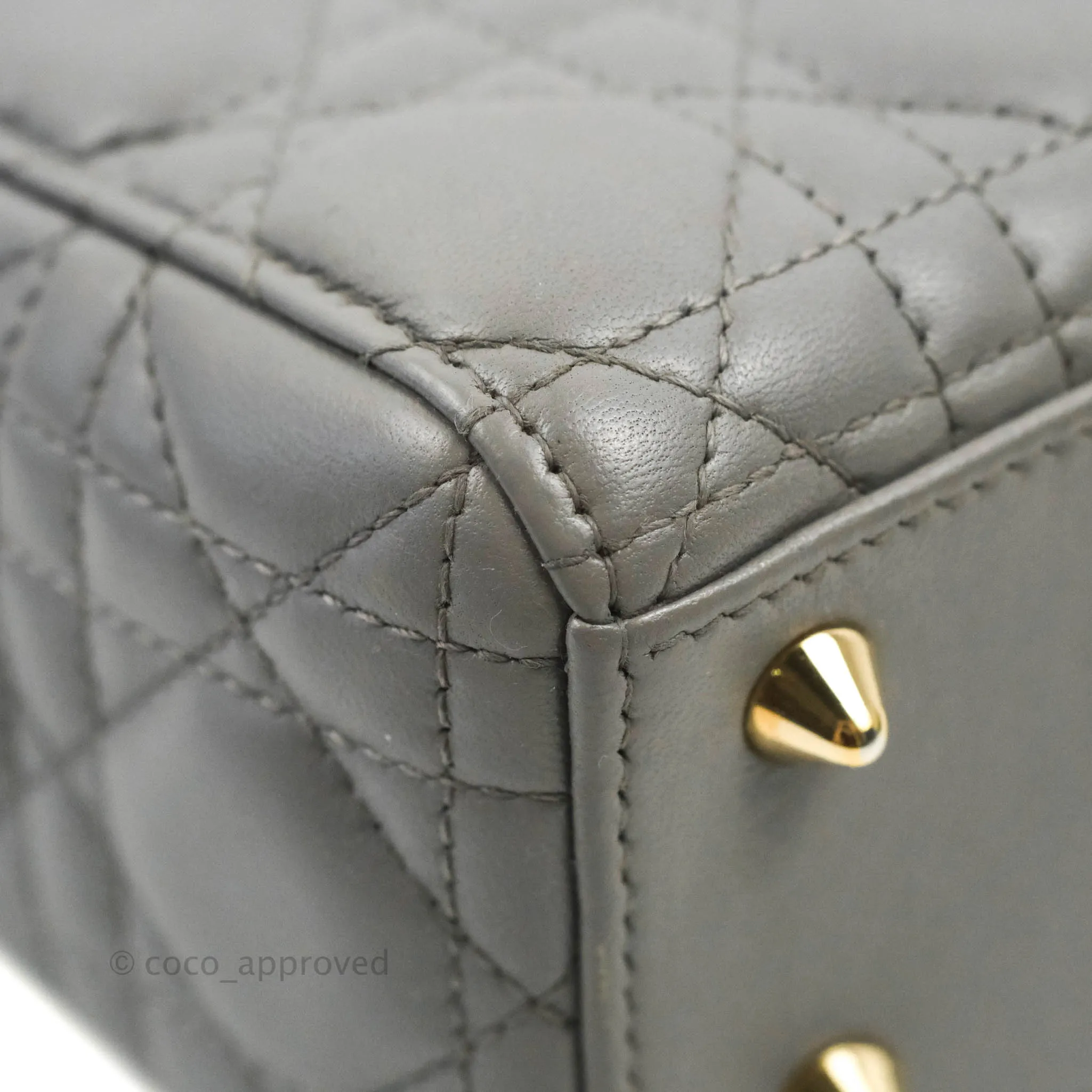 Christian Dior Lambskin My ABCDior Lady Dior Grey Gold Hardware