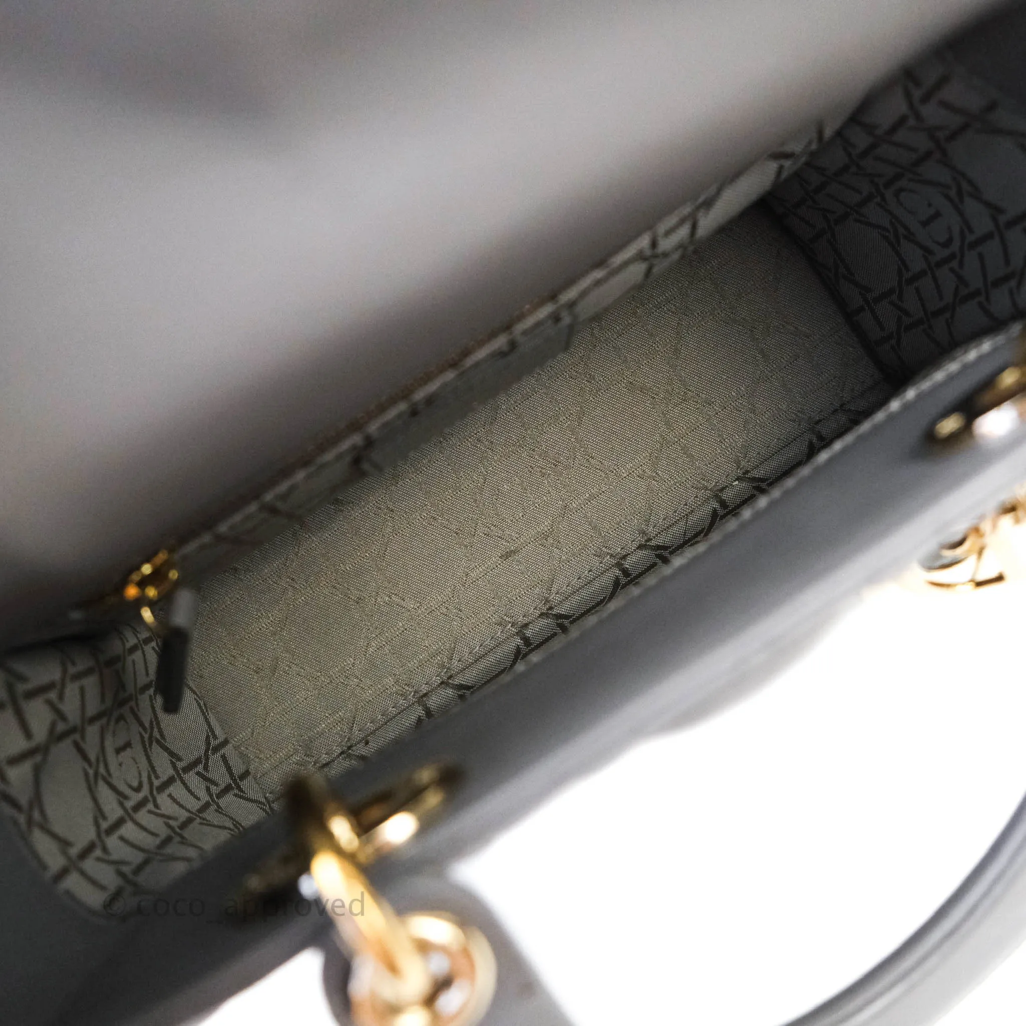 Christian Dior Lambskin My ABCDior Lady Dior Grey Gold Hardware
